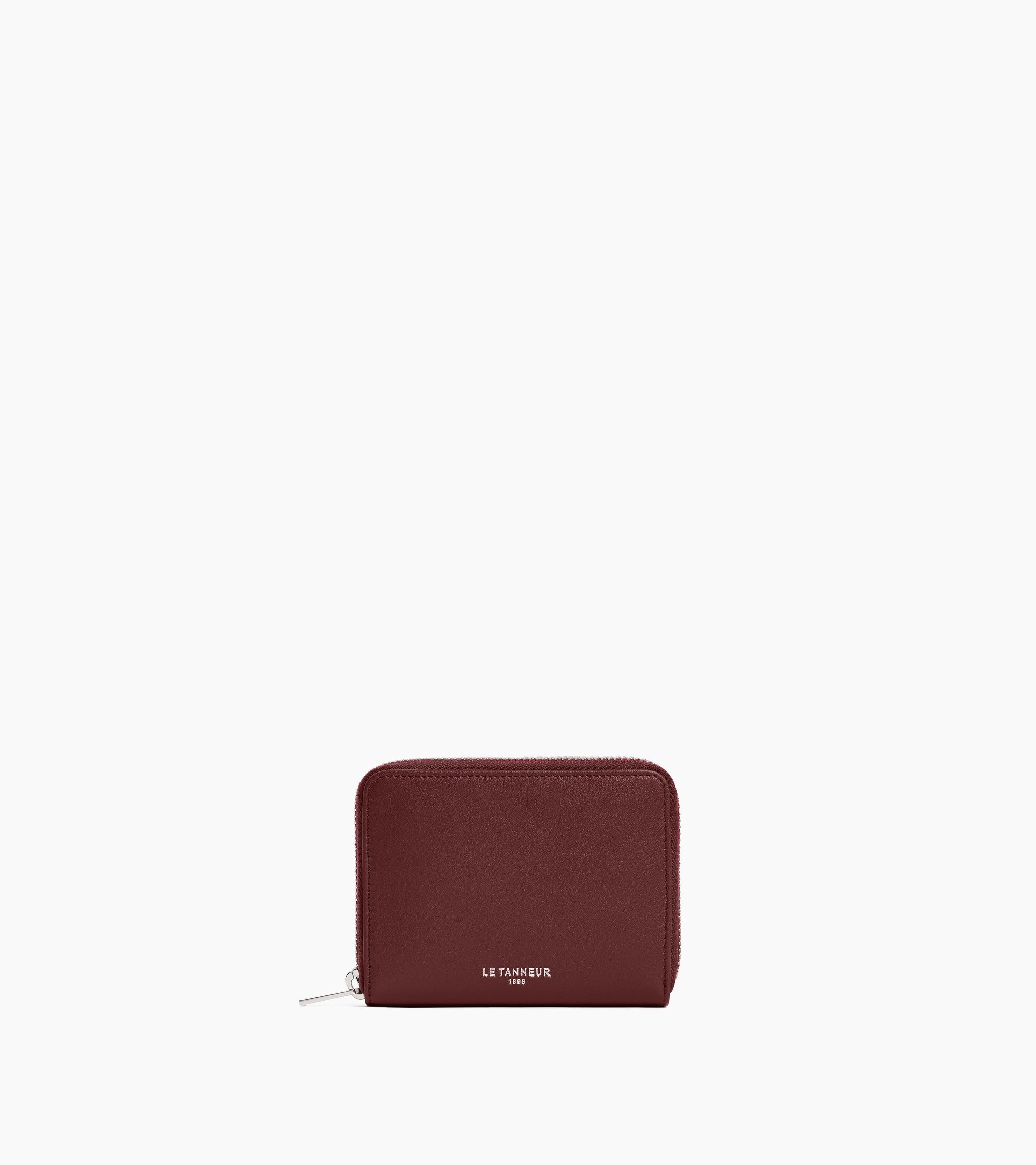 Porte monnaie zippé avec porte cartes amovible Albertine en cuir lisse