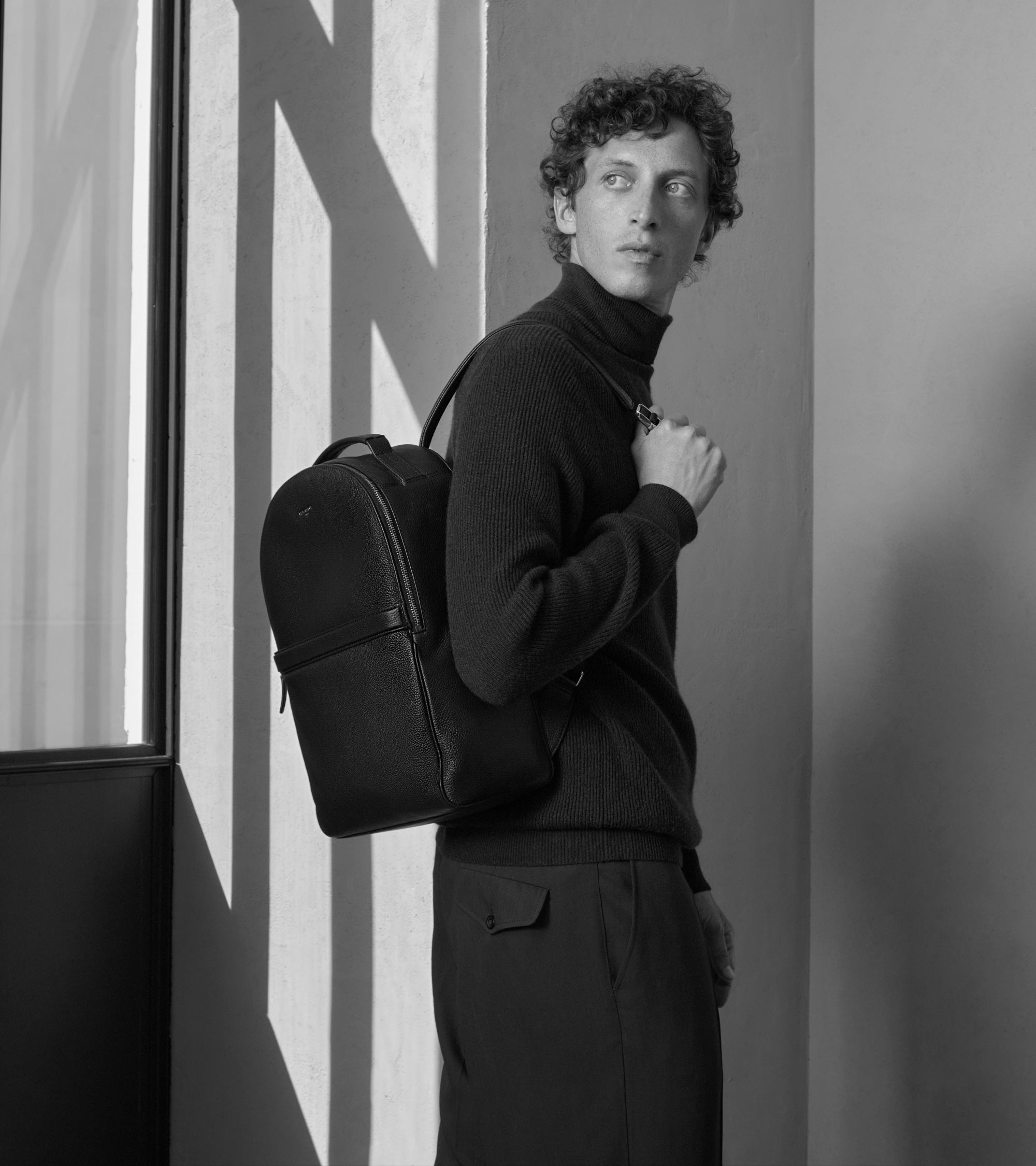 Sac à dos zippé Charles en cuir grainé