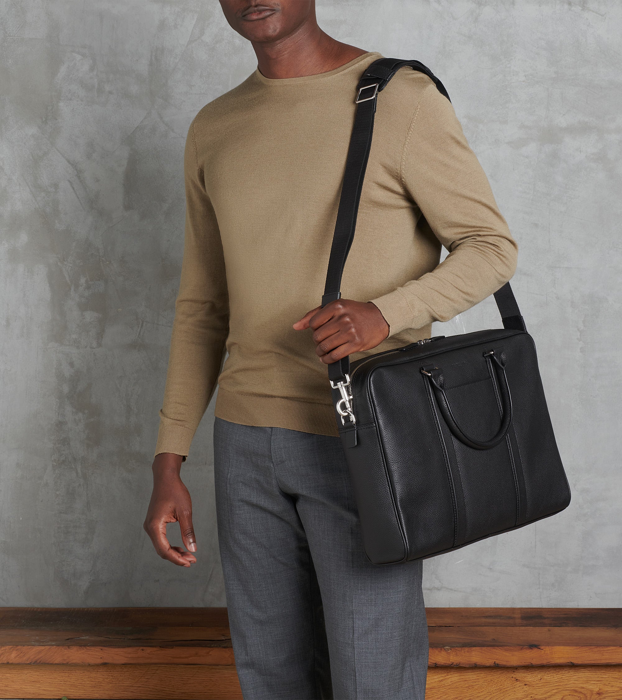 Porte documents 15" Charles en cuir grainé grand modèle