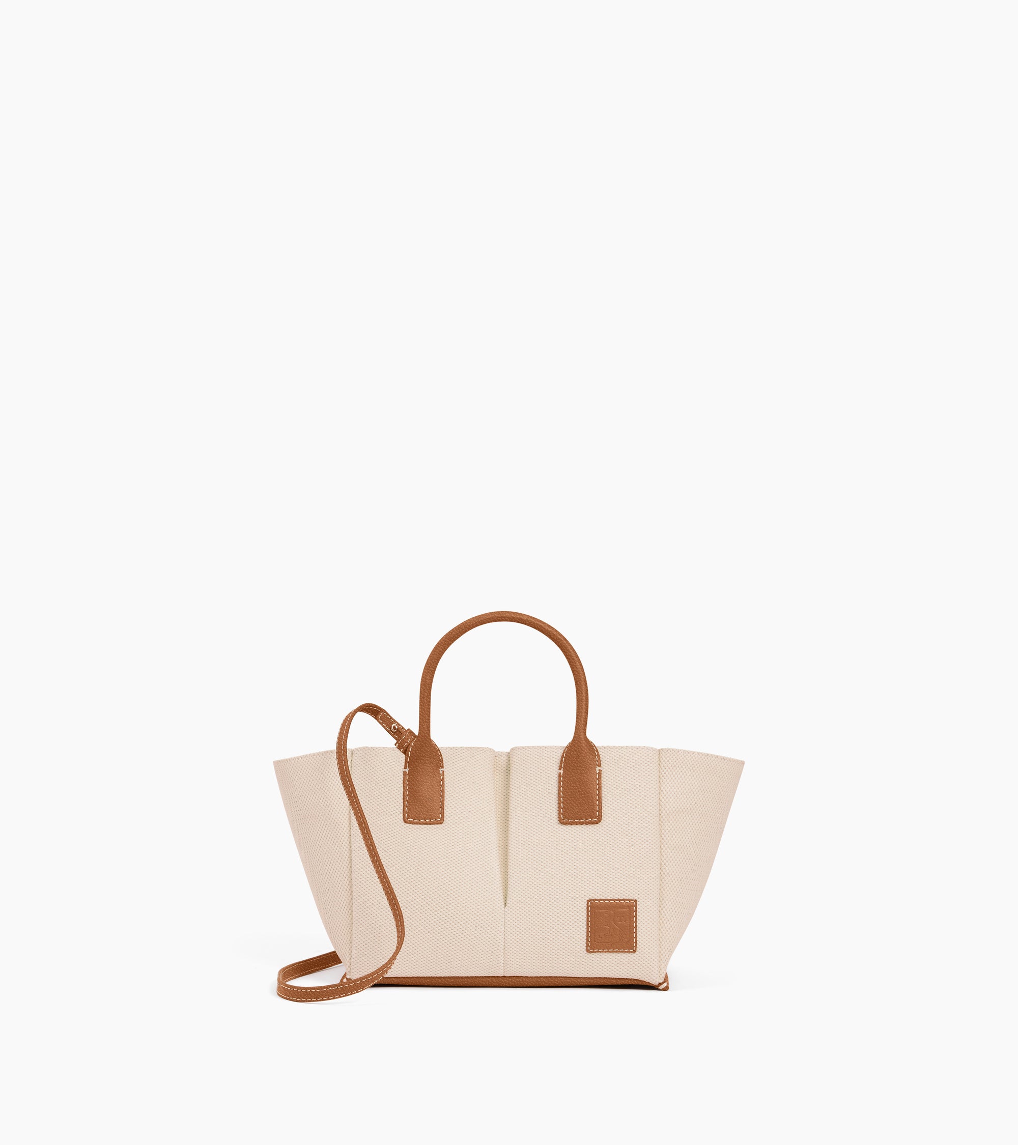 Petit sac à main Elena en toile coton et cuir grainé
