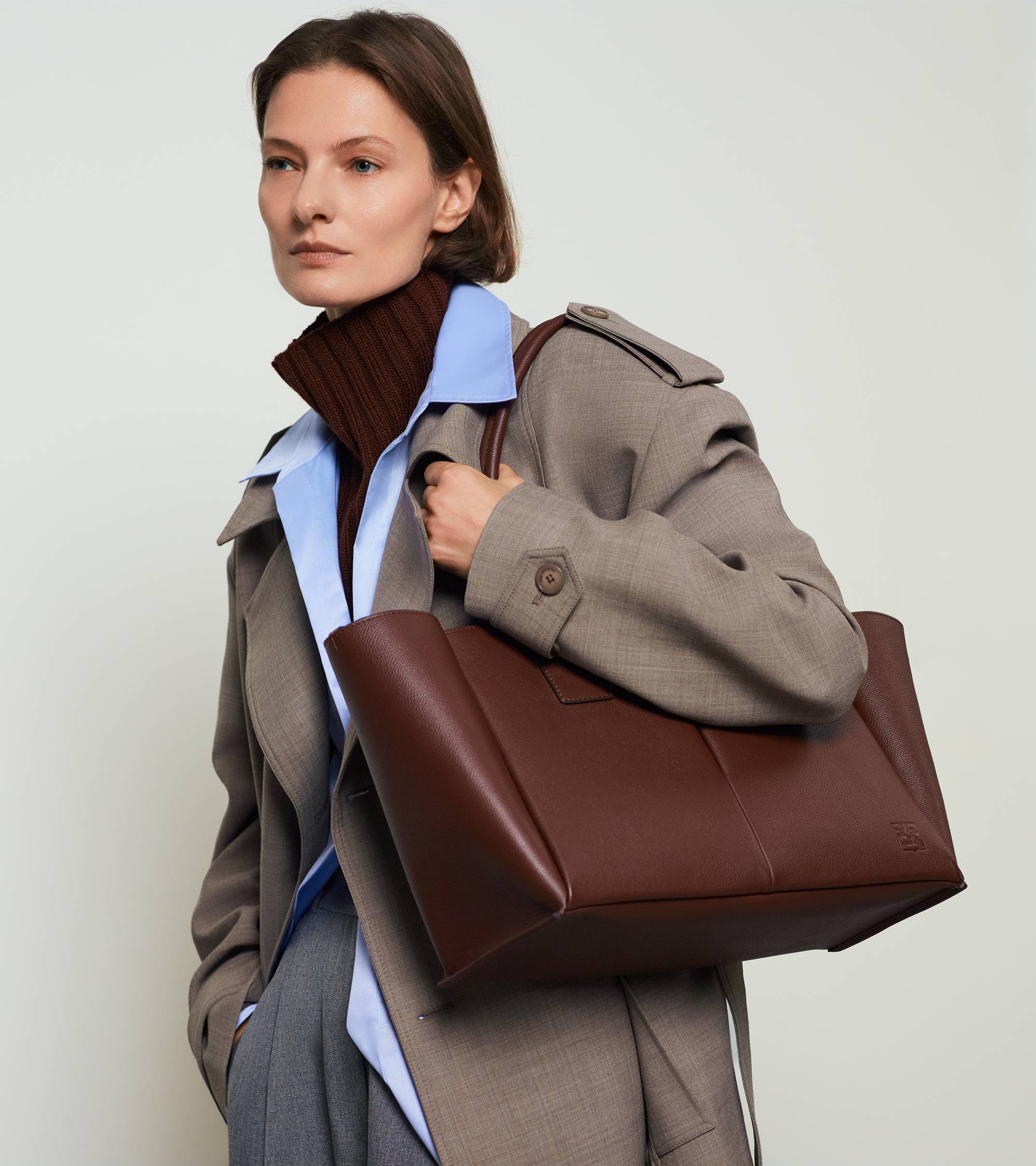 Grand sac cabas Elena en cuir grainé