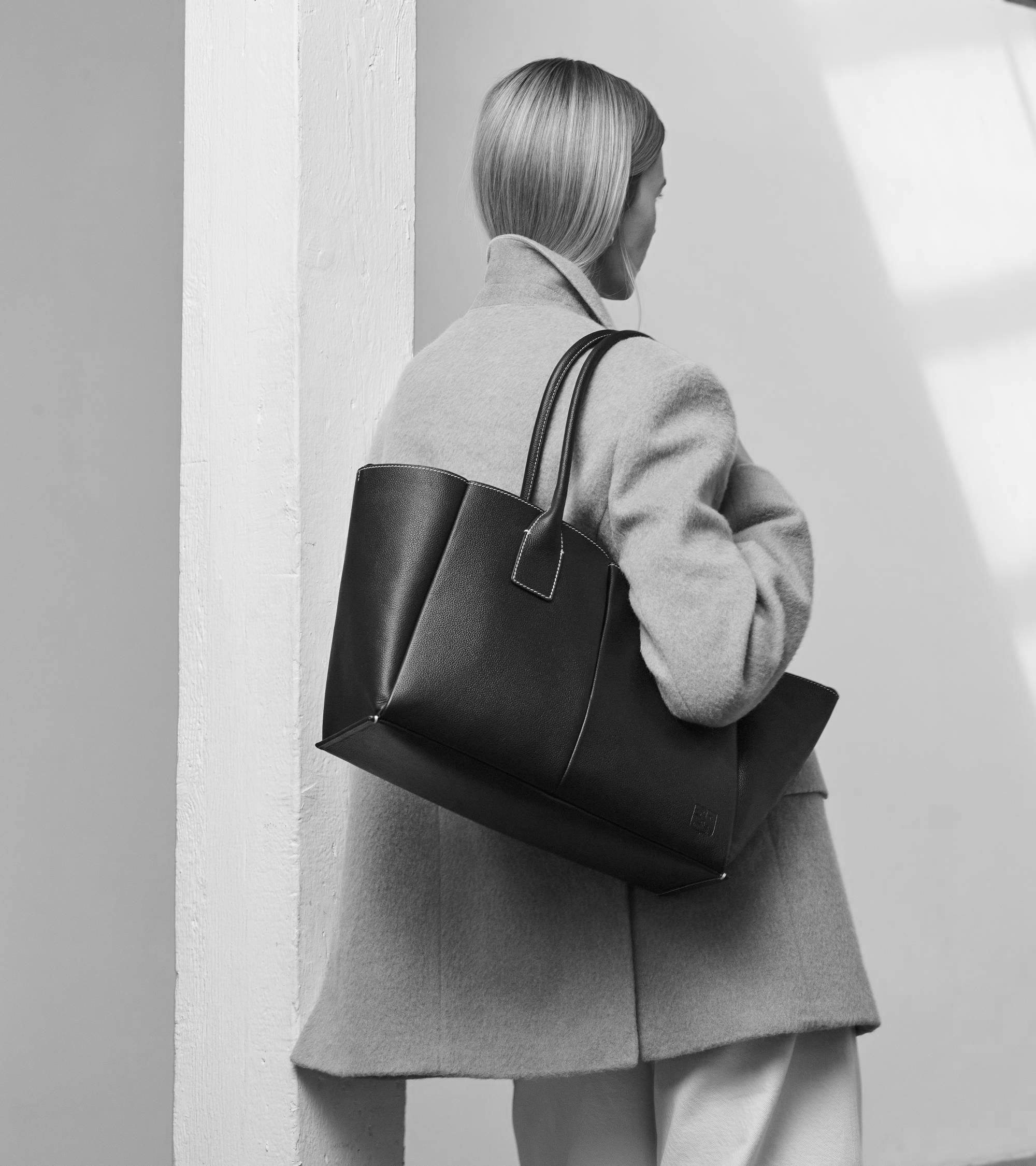 Grand sac cabas Elena en cuir grainé