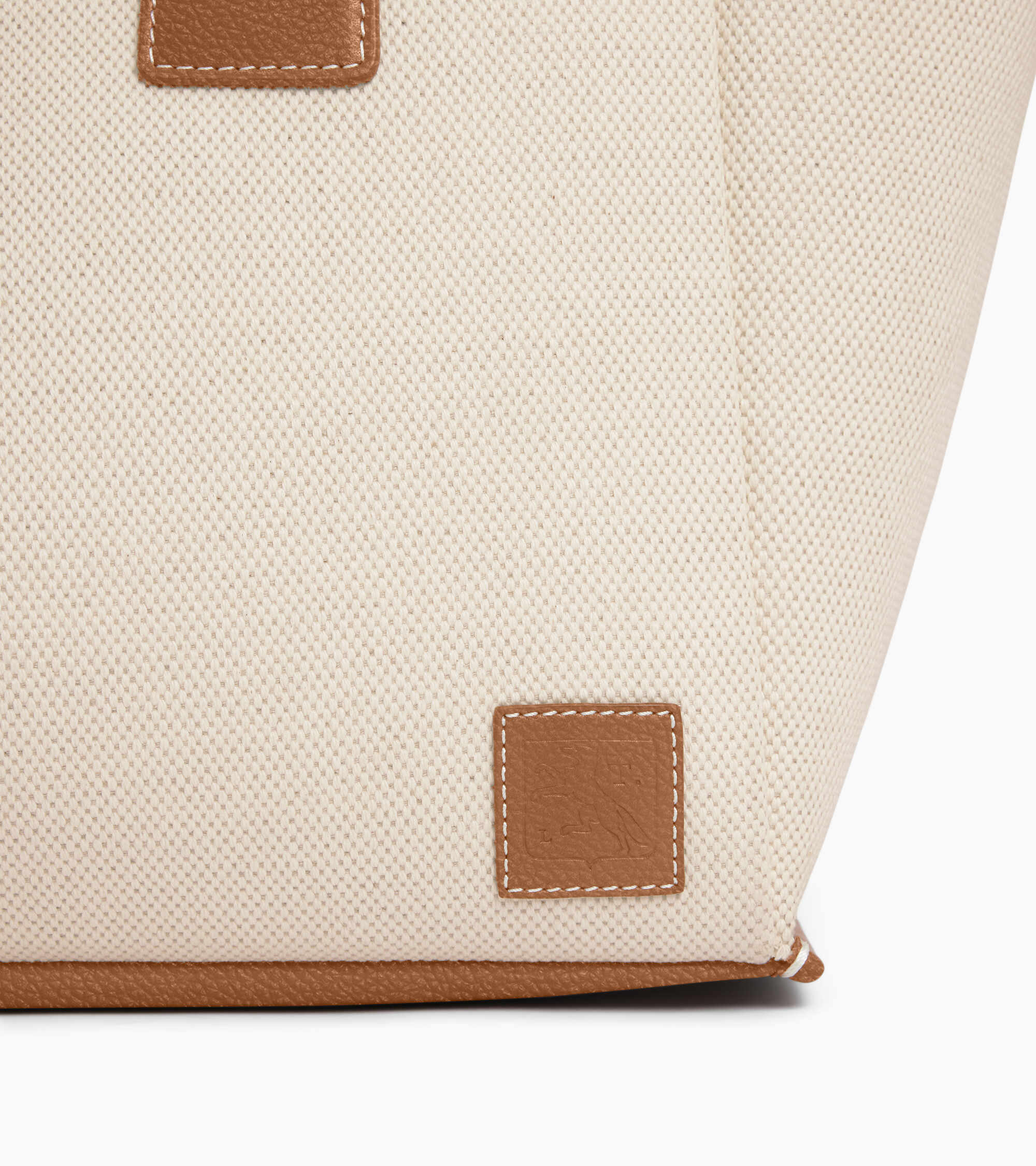 Grand sac cabas Elena en toile coton et cuir grainé