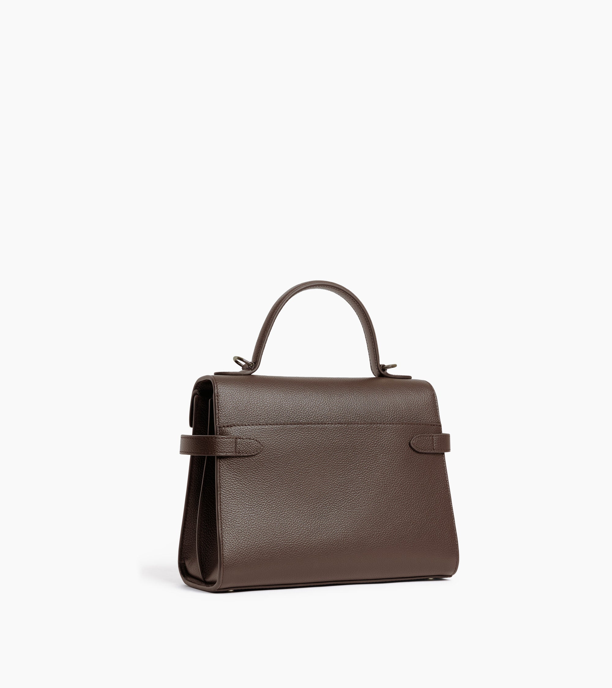 Sac à main double rabat moyen modèle Emilie en cuir grainé