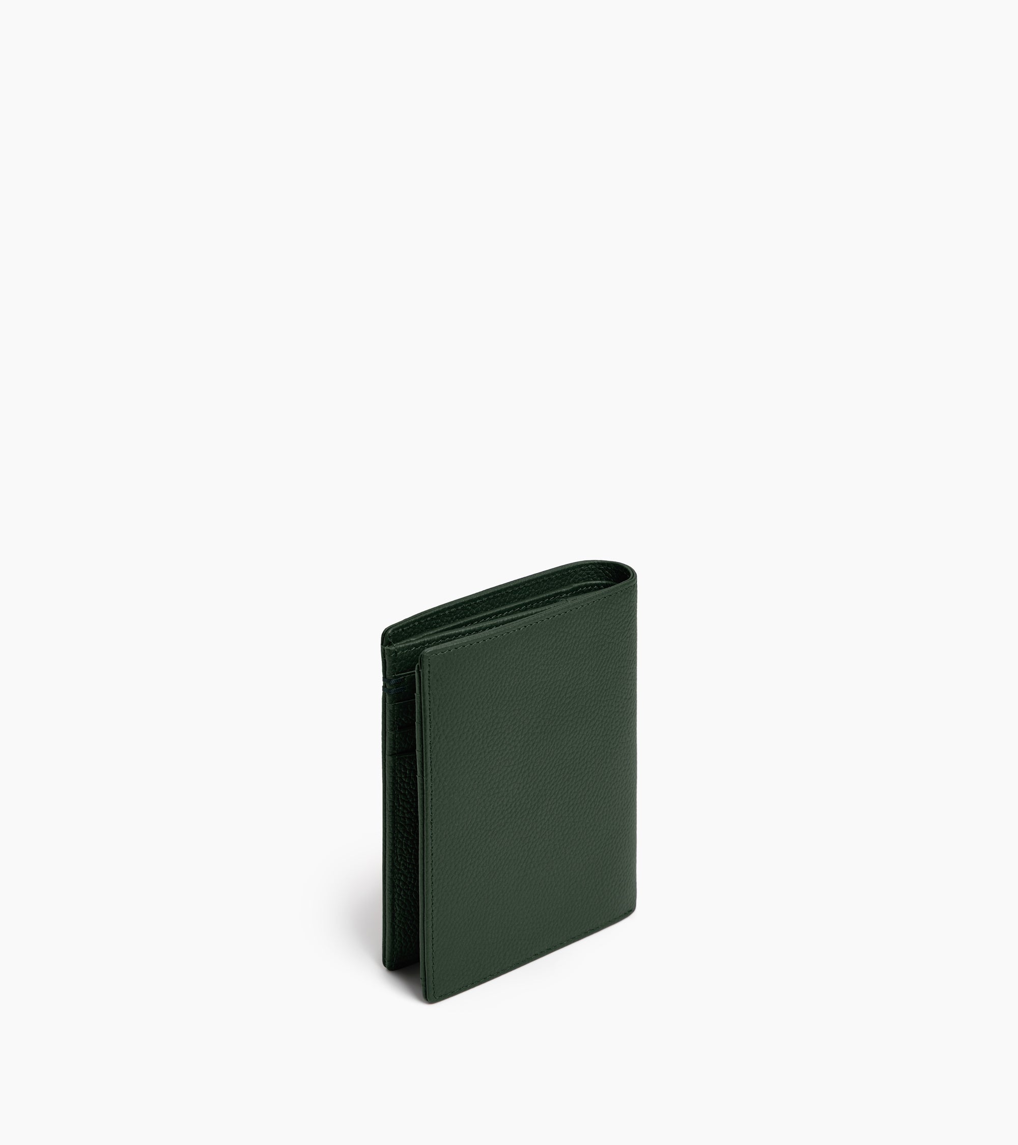 Petit portefeuille vertical zippé 2 volets Lucien en cuir grainé