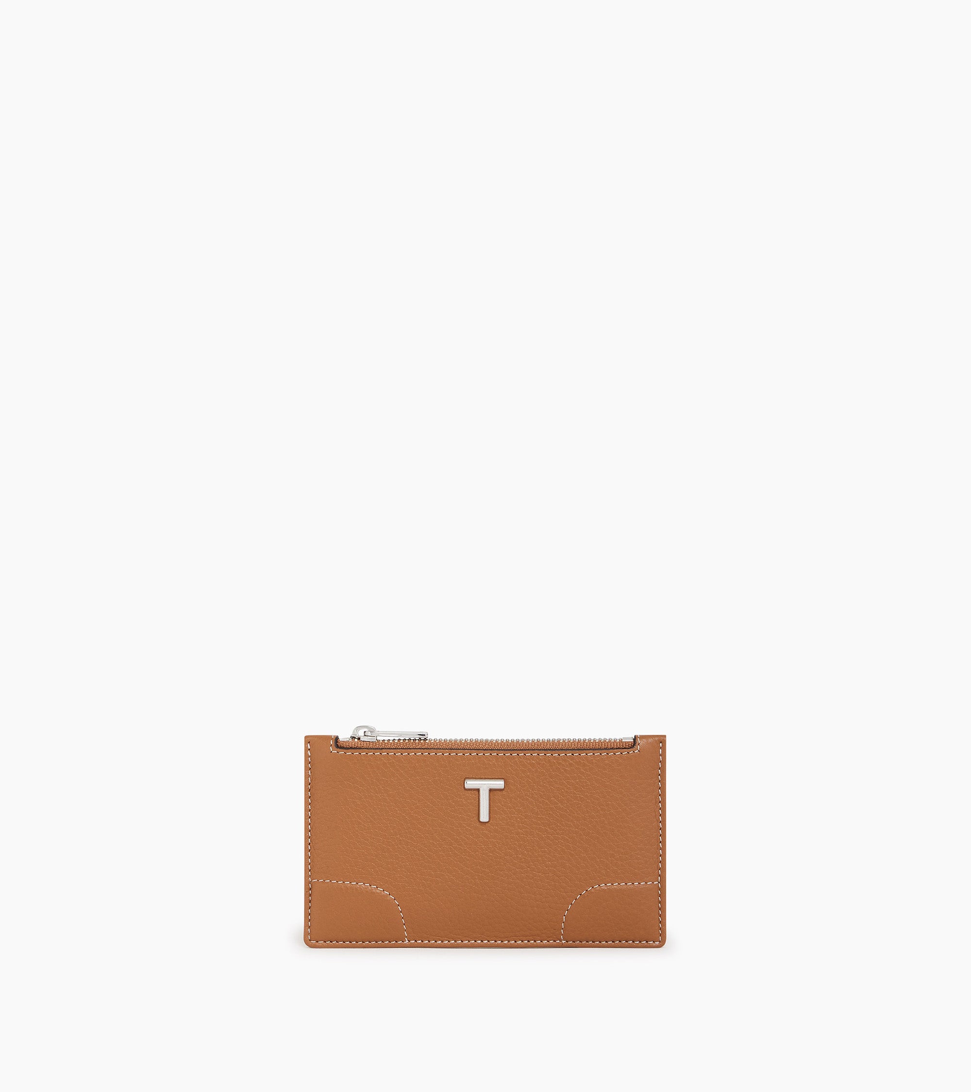 Romy zipped card case in pebbled leather