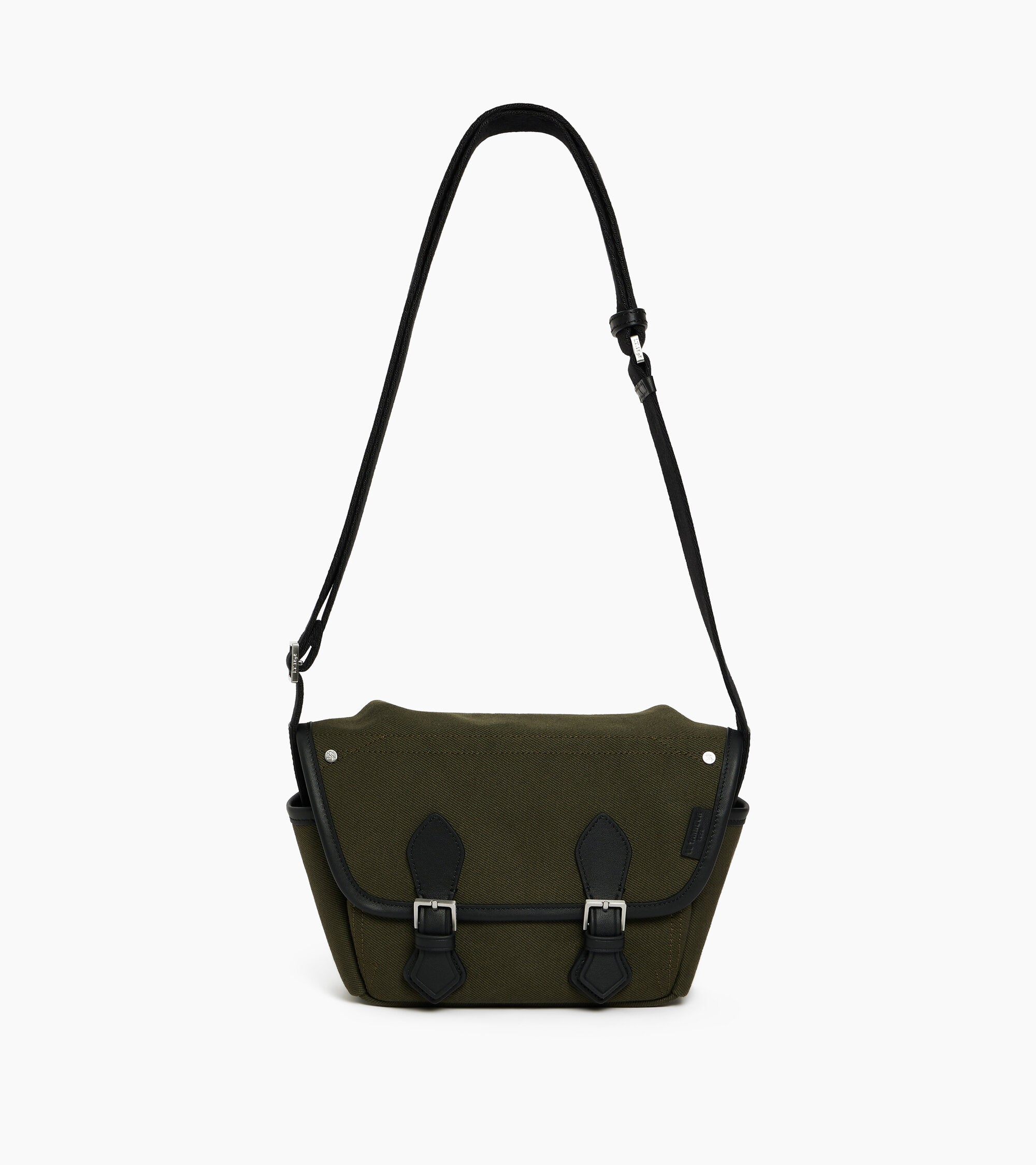 Petit sac bandoulière Solveig en toile coton et cuir lisse