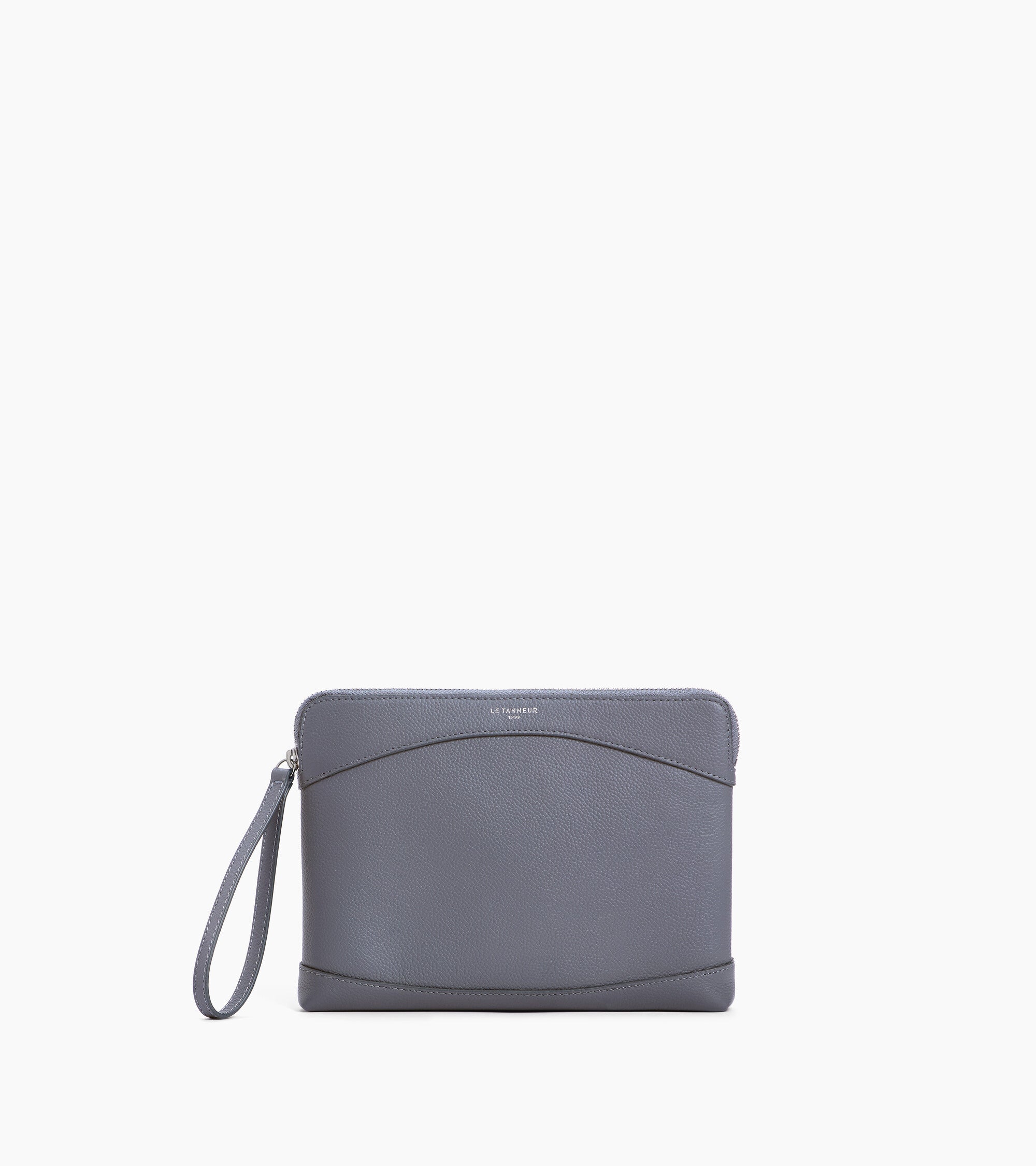 Pochette zippée en cuir grainé