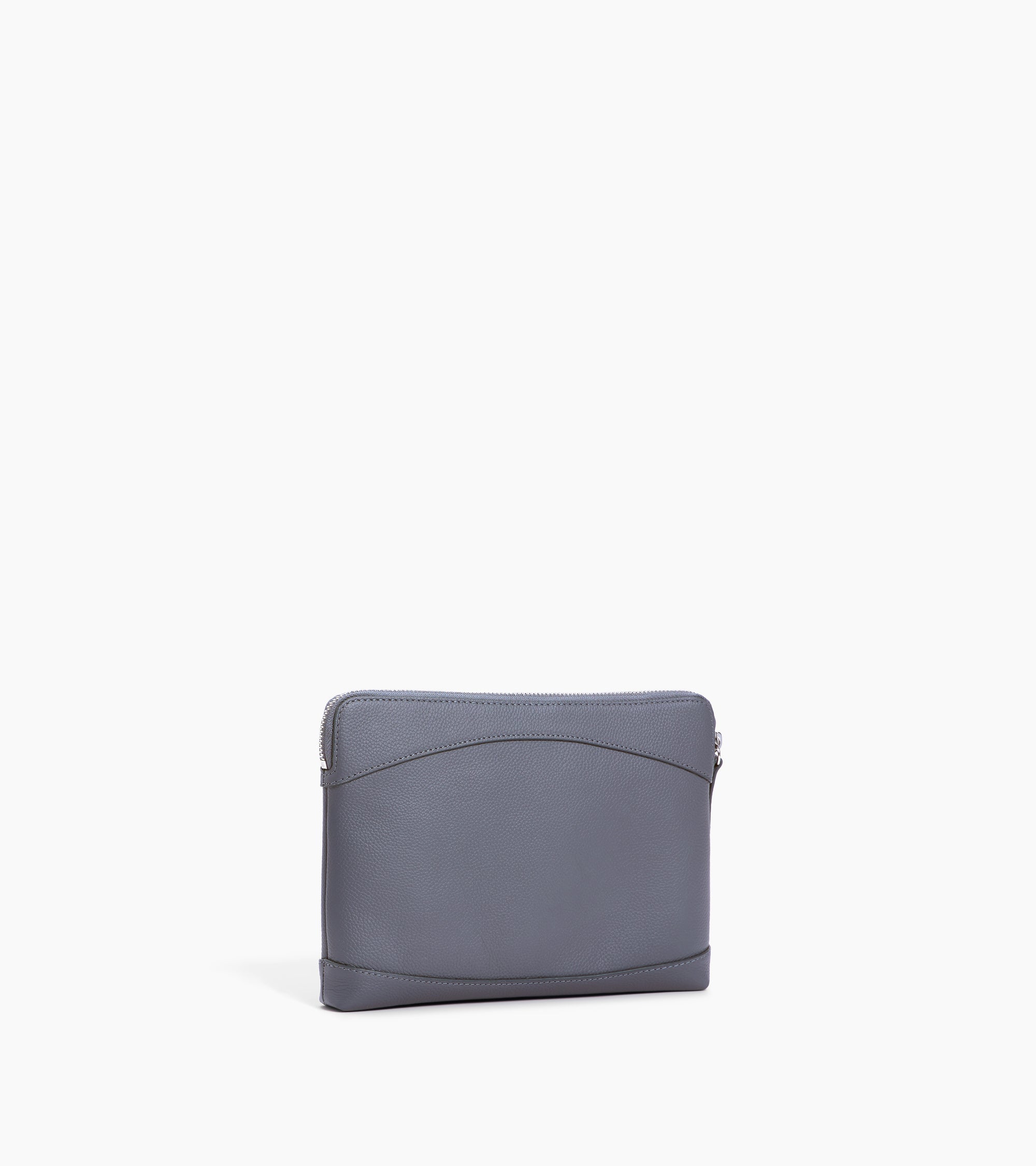 Pochette zippée en cuir grainé