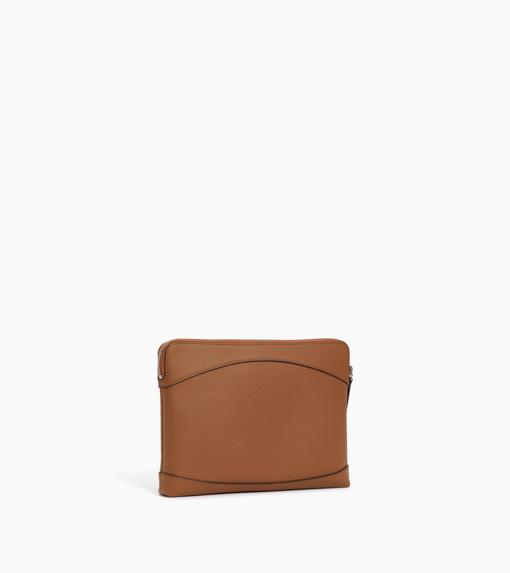 Pochette zippée en cuir grainé