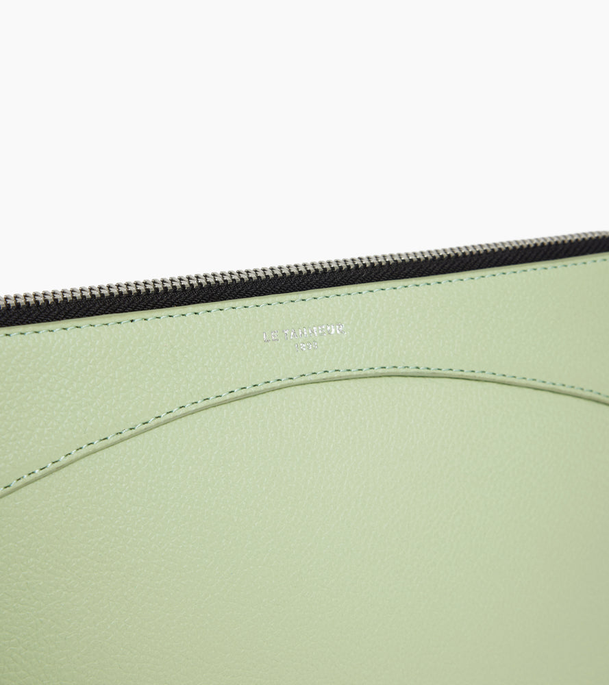 Pochette zippée en cuir grainé