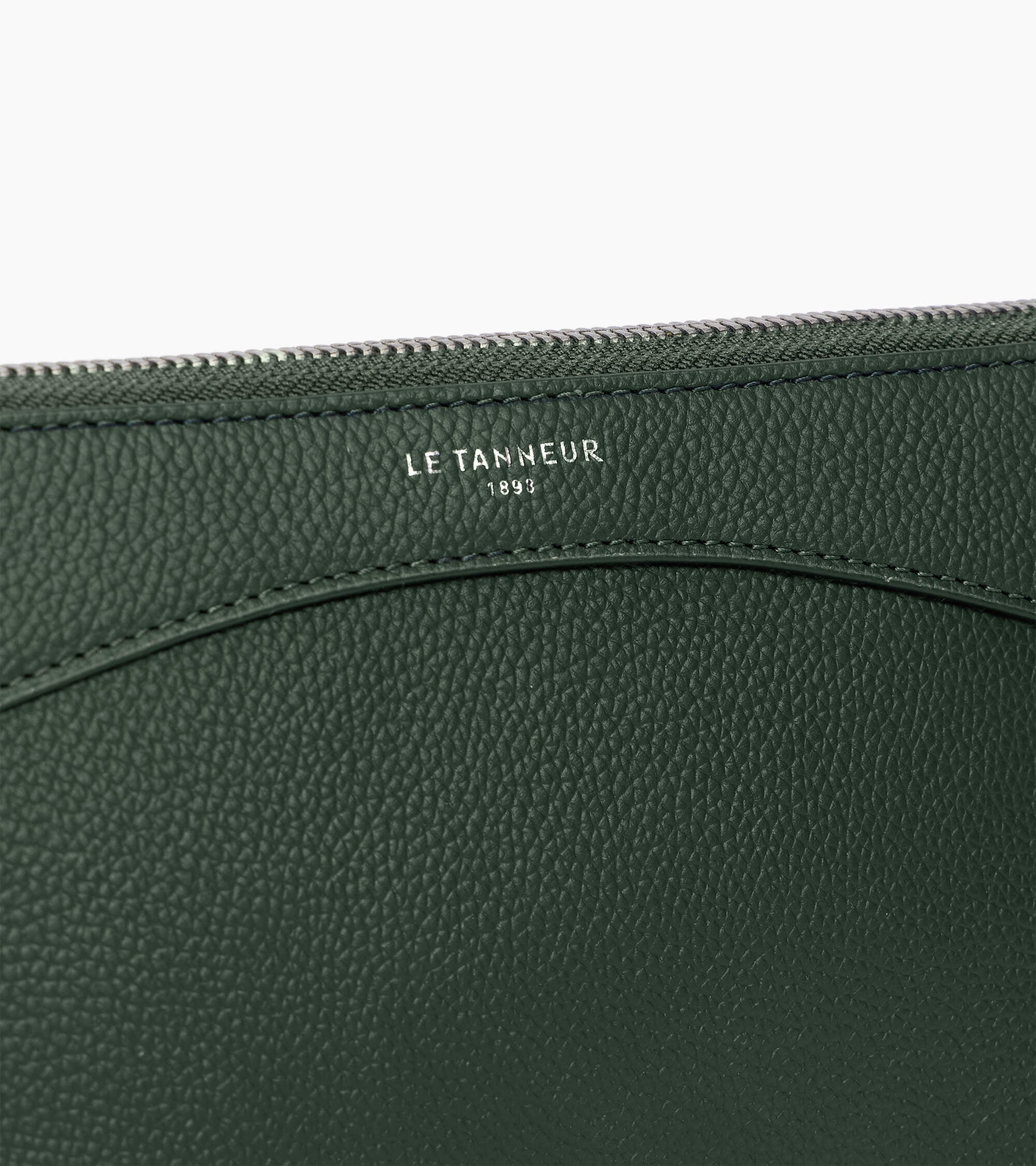 Pochette zippée en cuir grainé