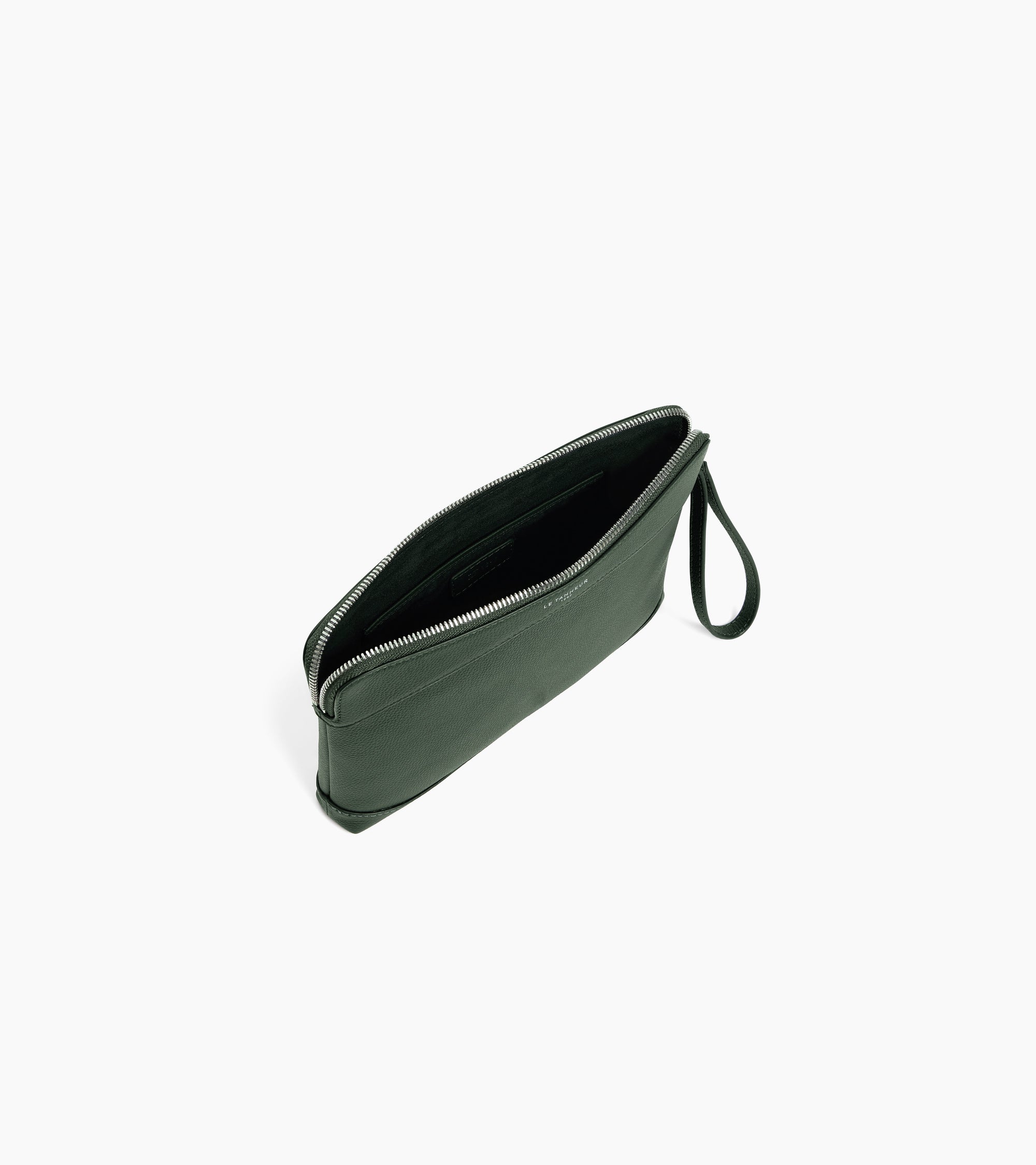 Pochette zippée en cuir grainé