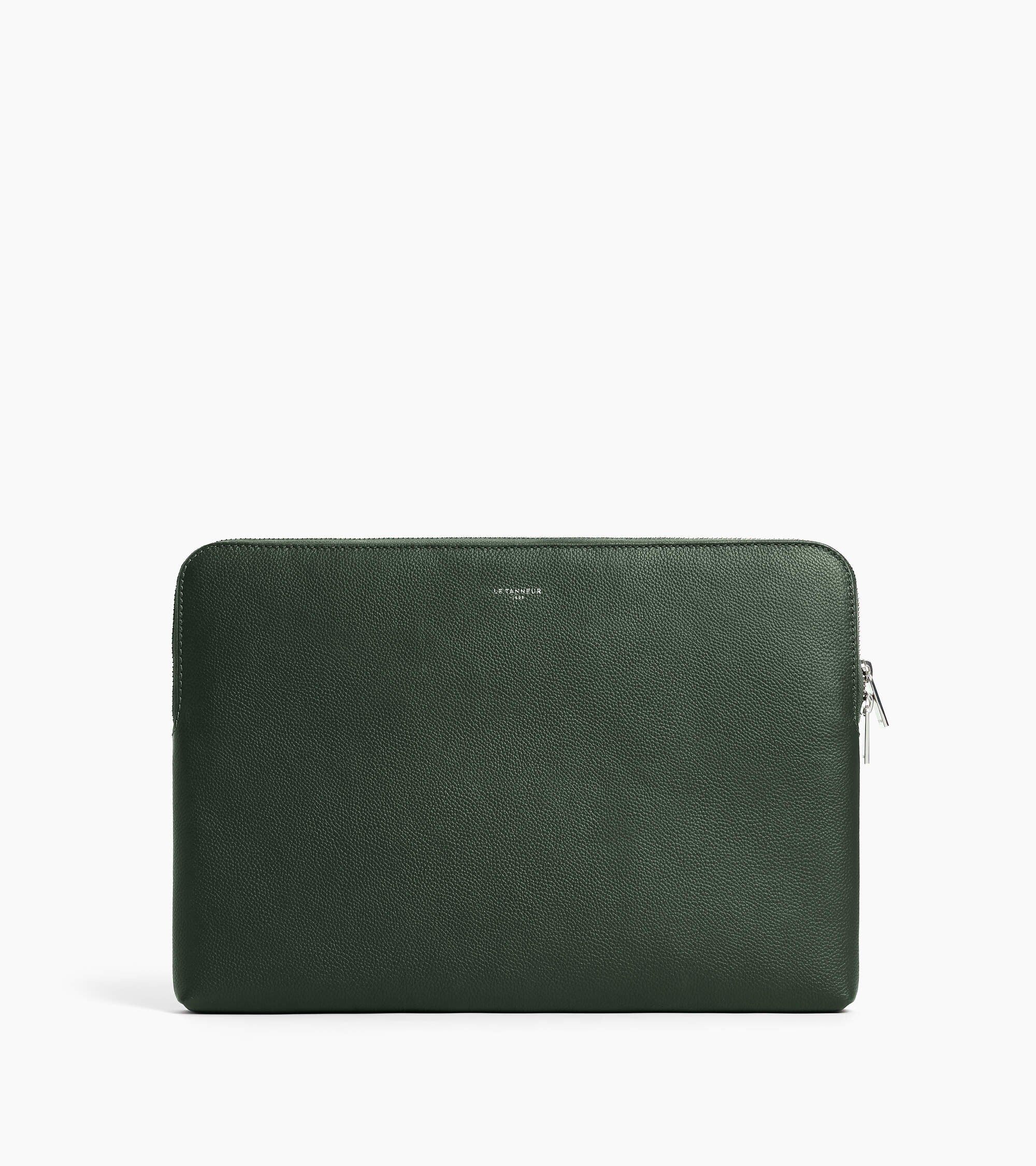Pochette ordinateur 14" en cuir grainé