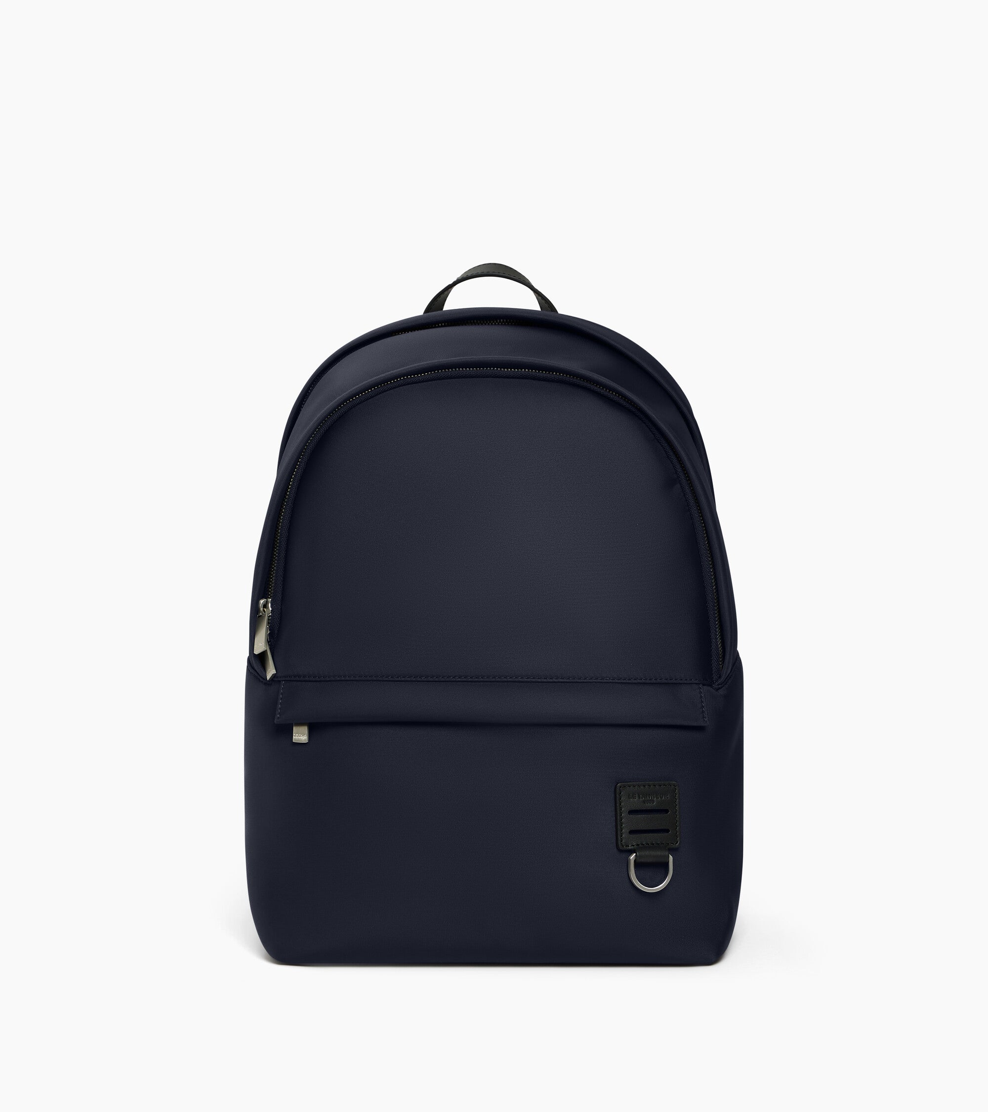 Sac à dos zippé Basile en toile nylon et cuir lisse
