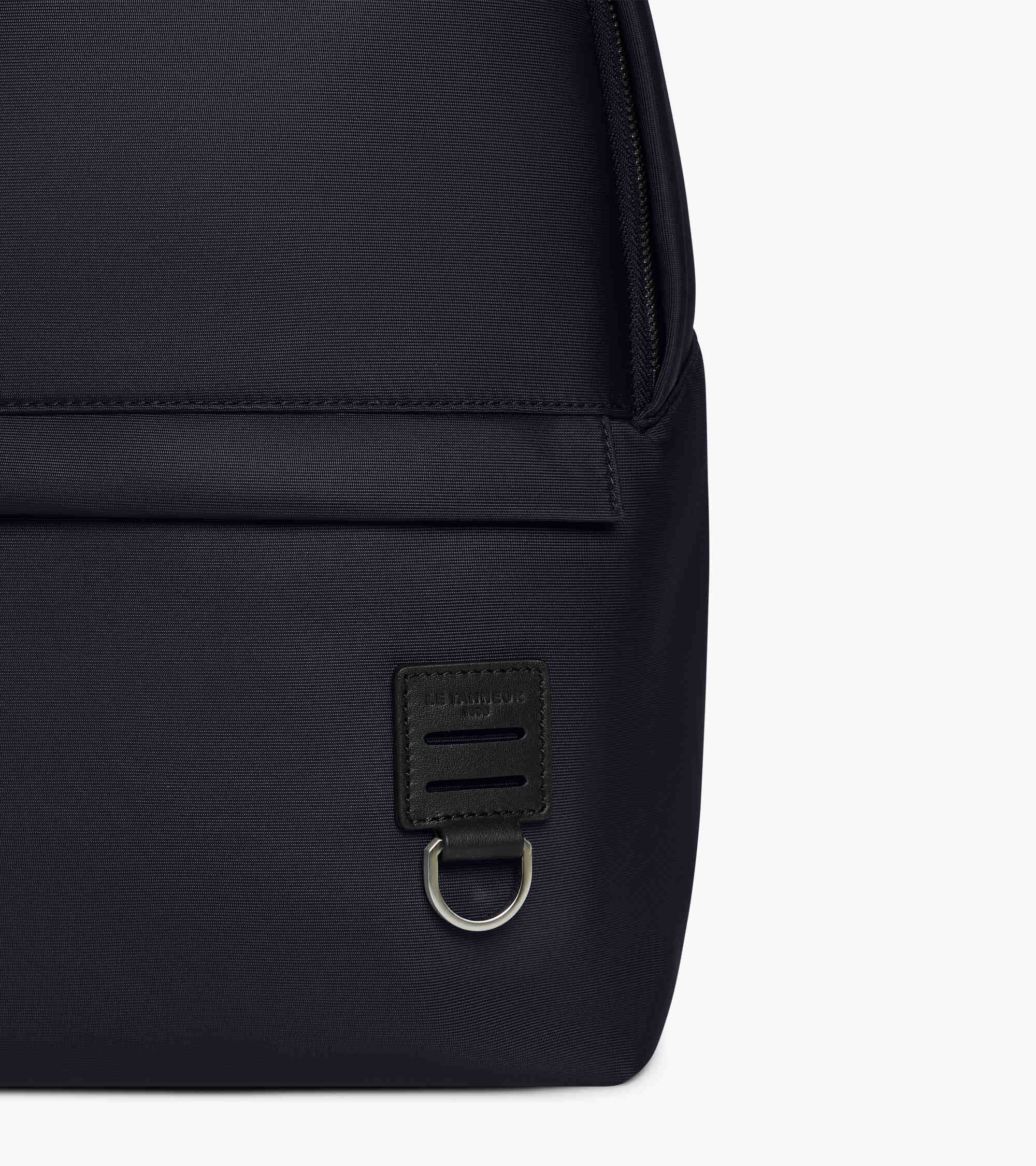 Sac à dos zippé Basile en toile nylon et cuir lisse
