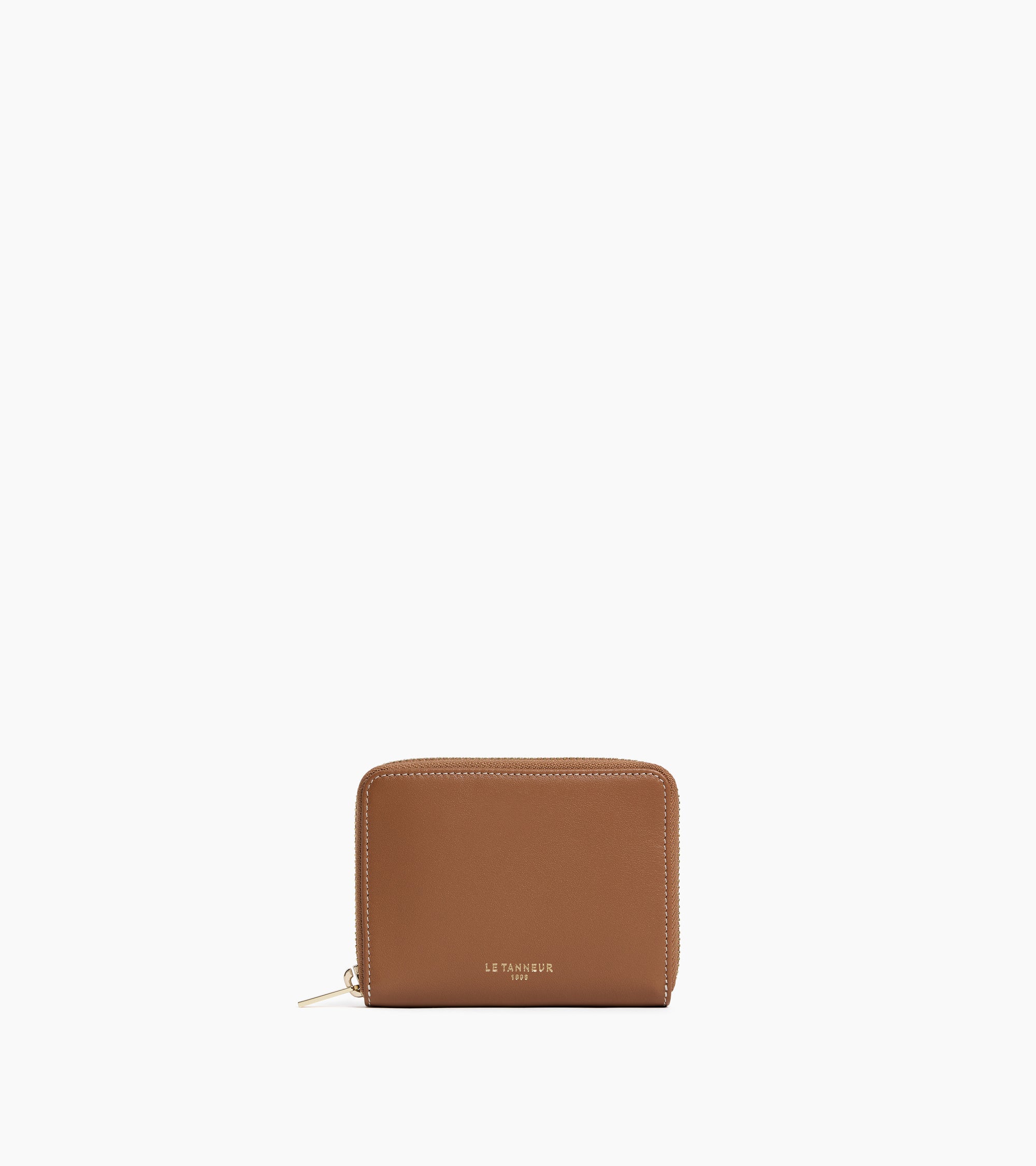 Porte monnaie zippé avec porte cartes amovible Albertine en cuir lisse