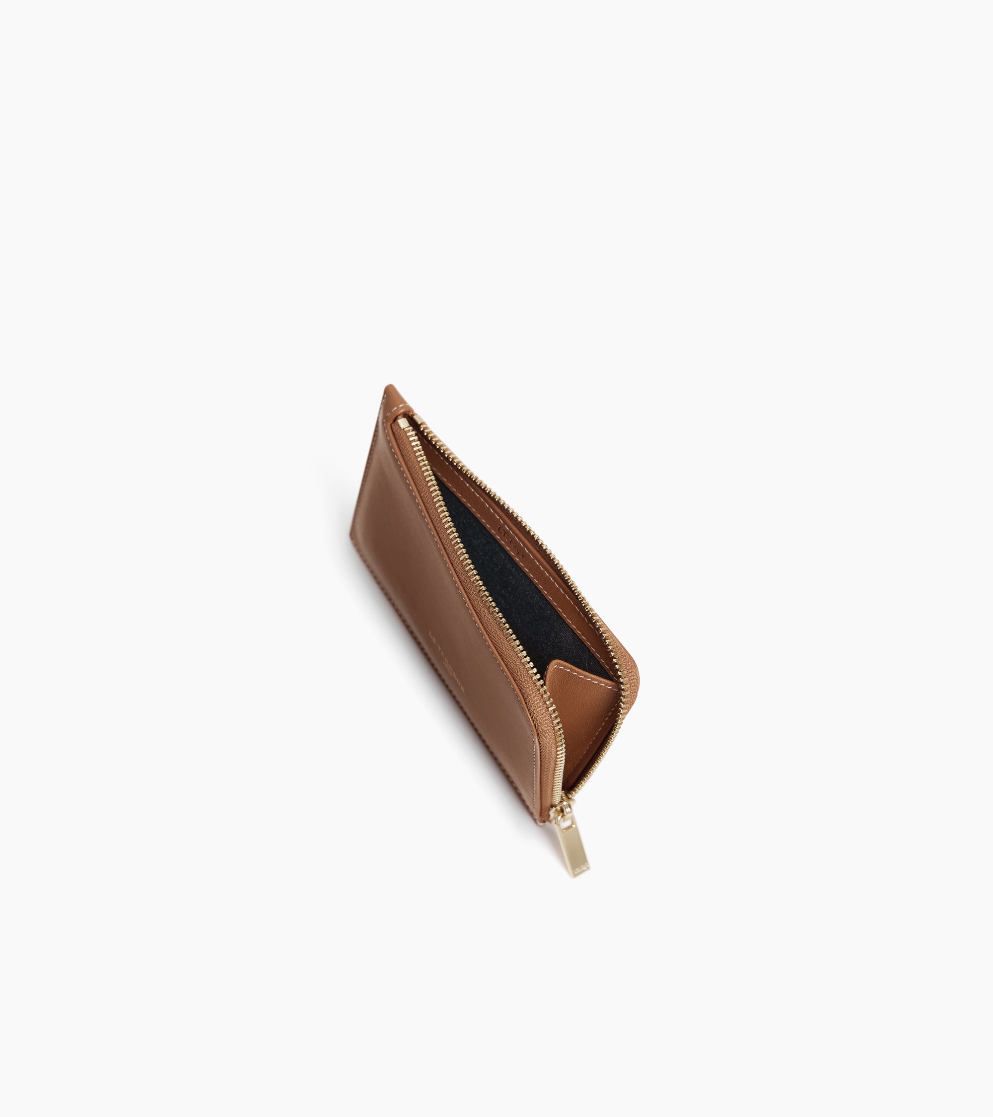 Porte cartes zippé Albertine en cuir lisse