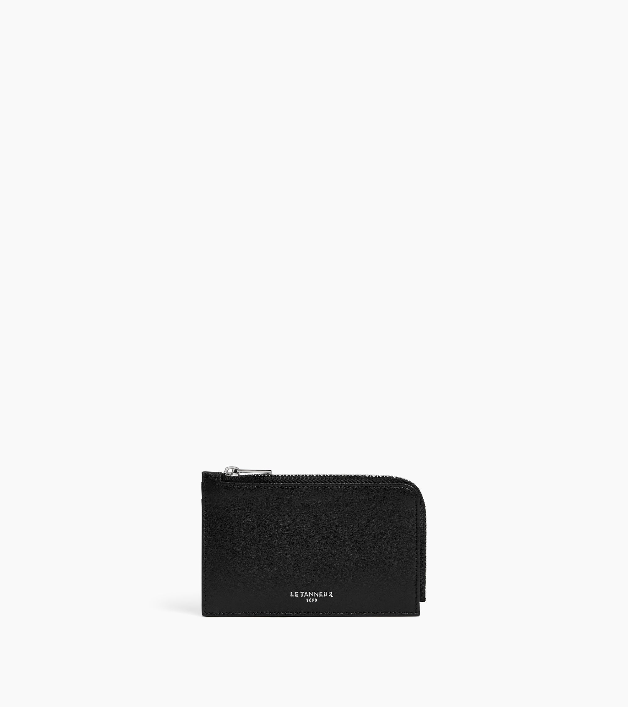 Porte cartes zippé Albertine en cuir lisse