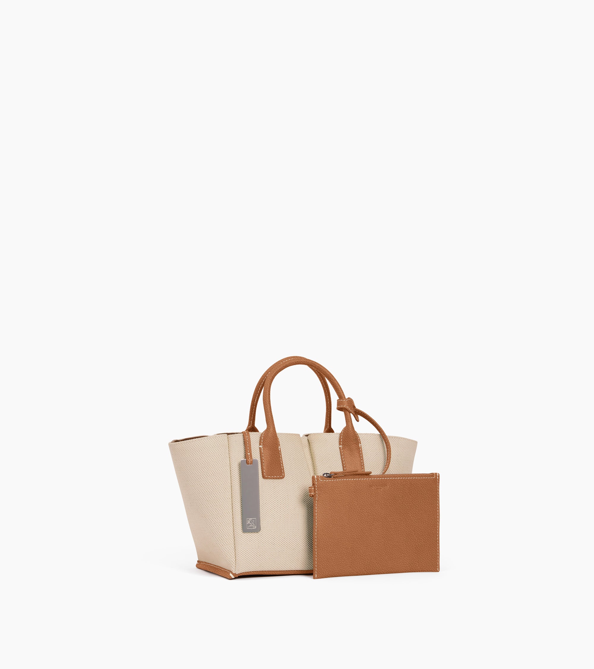 Petit sac à main Elena en toile coton et cuir grainé