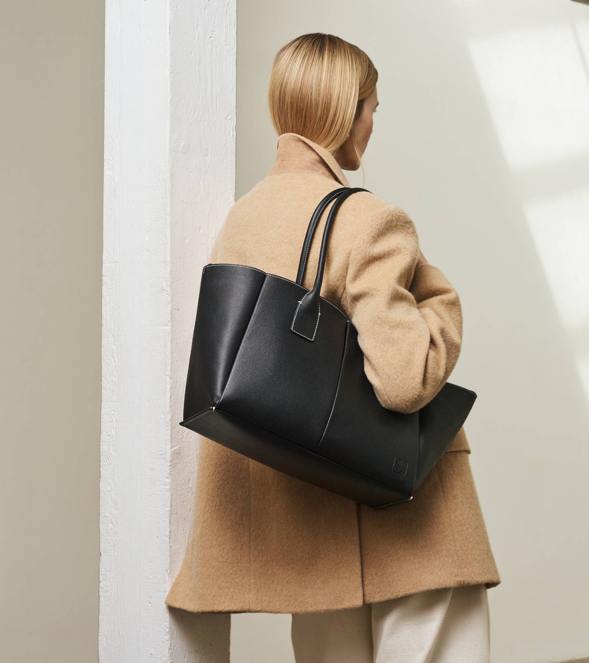 Grand sac cabas Elena en cuir grainé