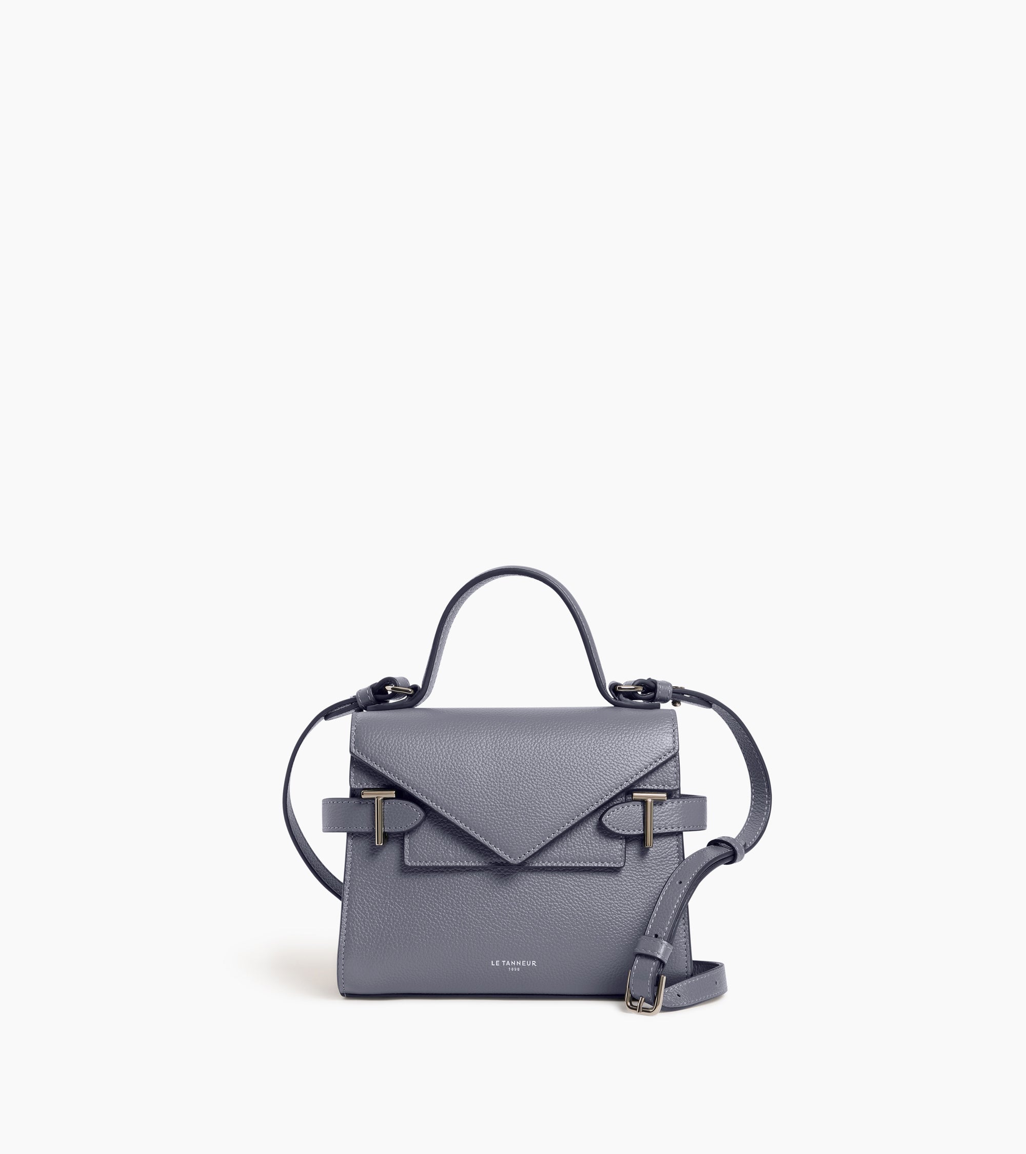 Petit sac à main double rabat Emilie en cuir grainé