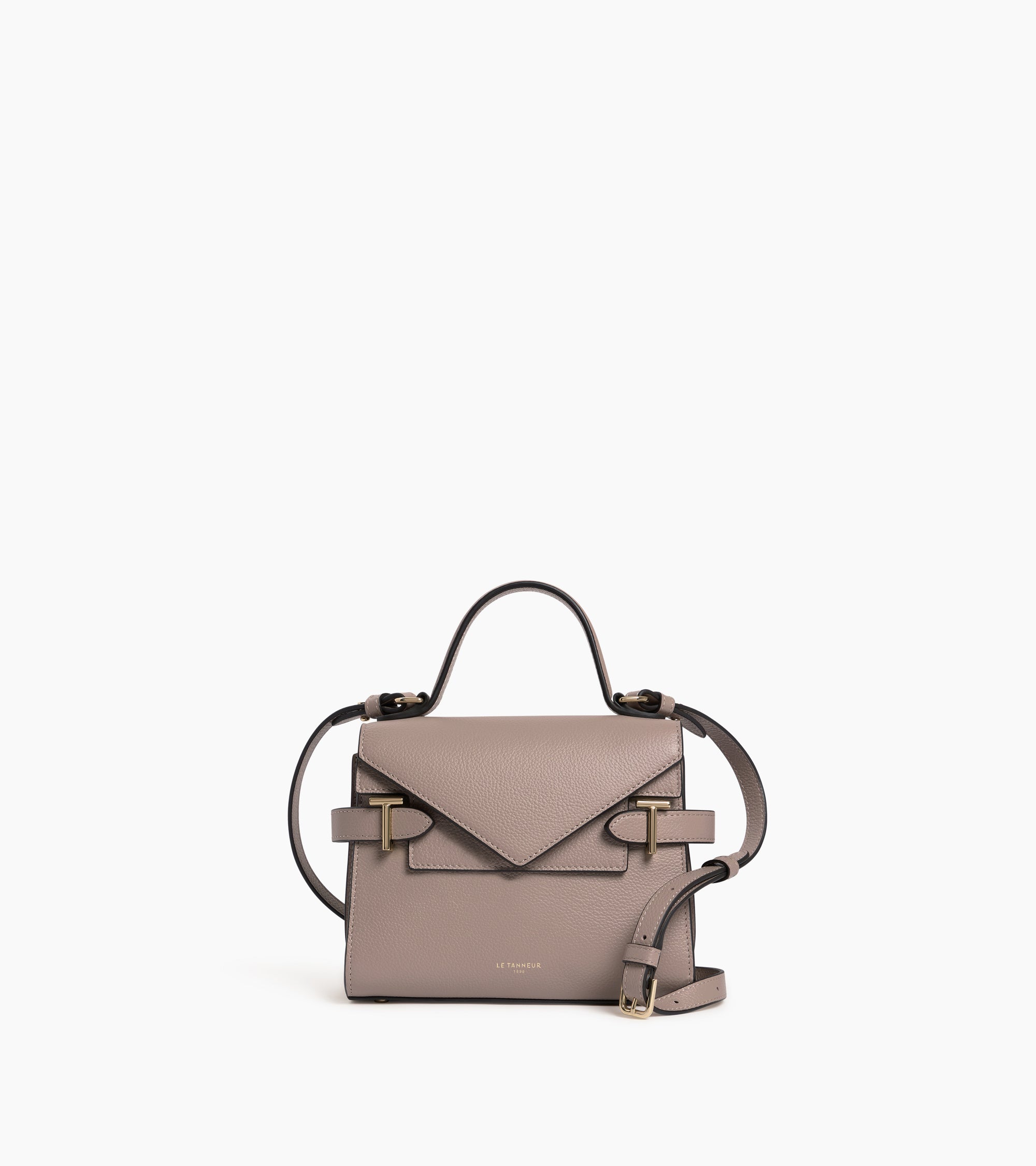 Petit sac à main double rabat Emilie en cuir grainé