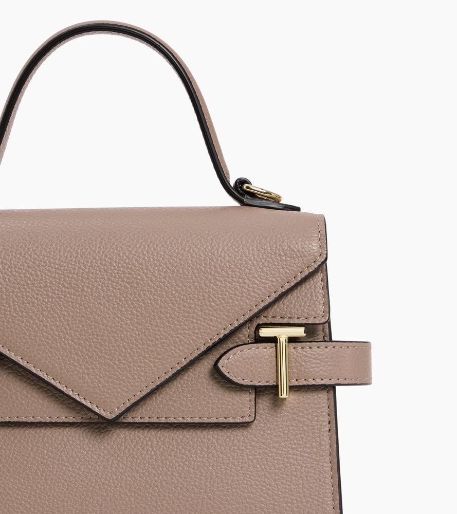 Petit sac à main double rabat Emilie en cuir grainé