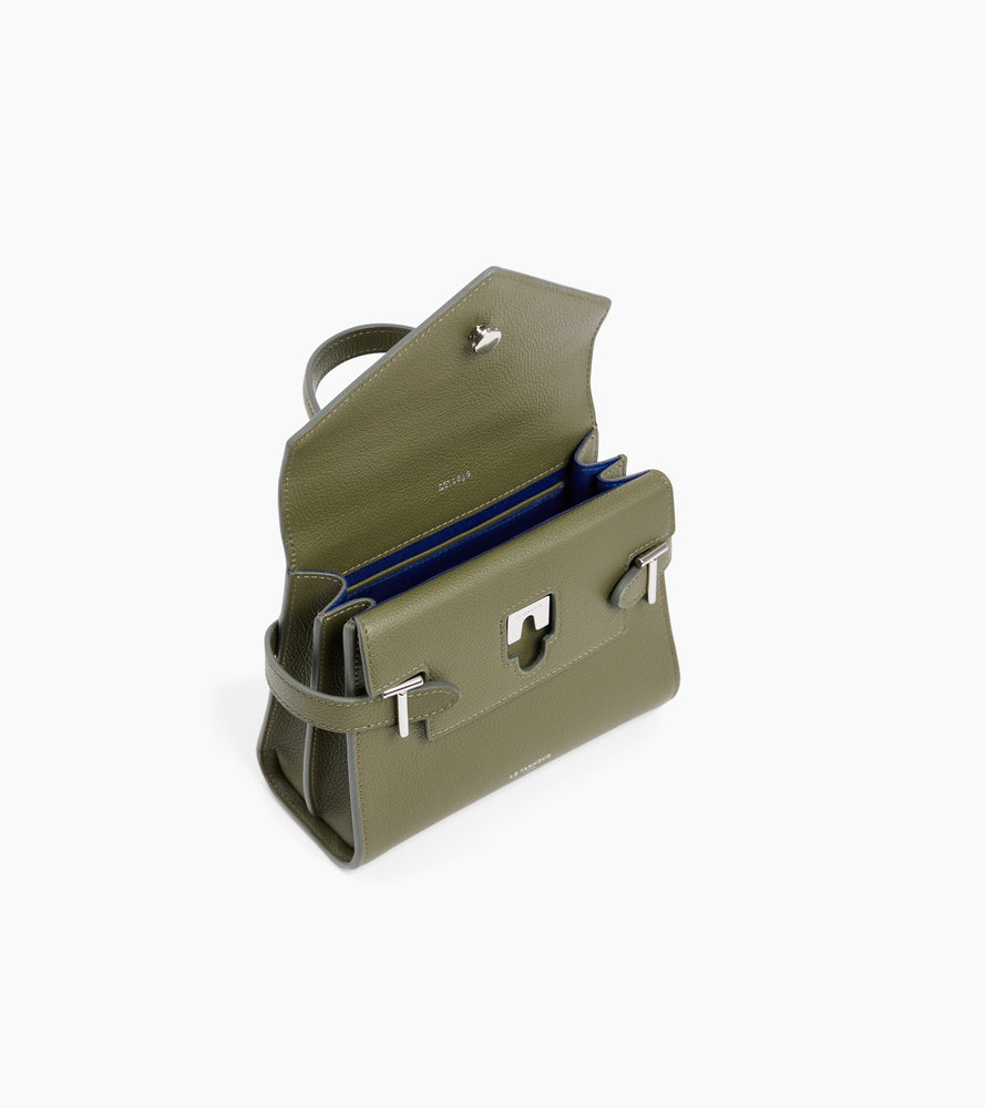 Petit sac à main double rabat Emilie en cuir grainé