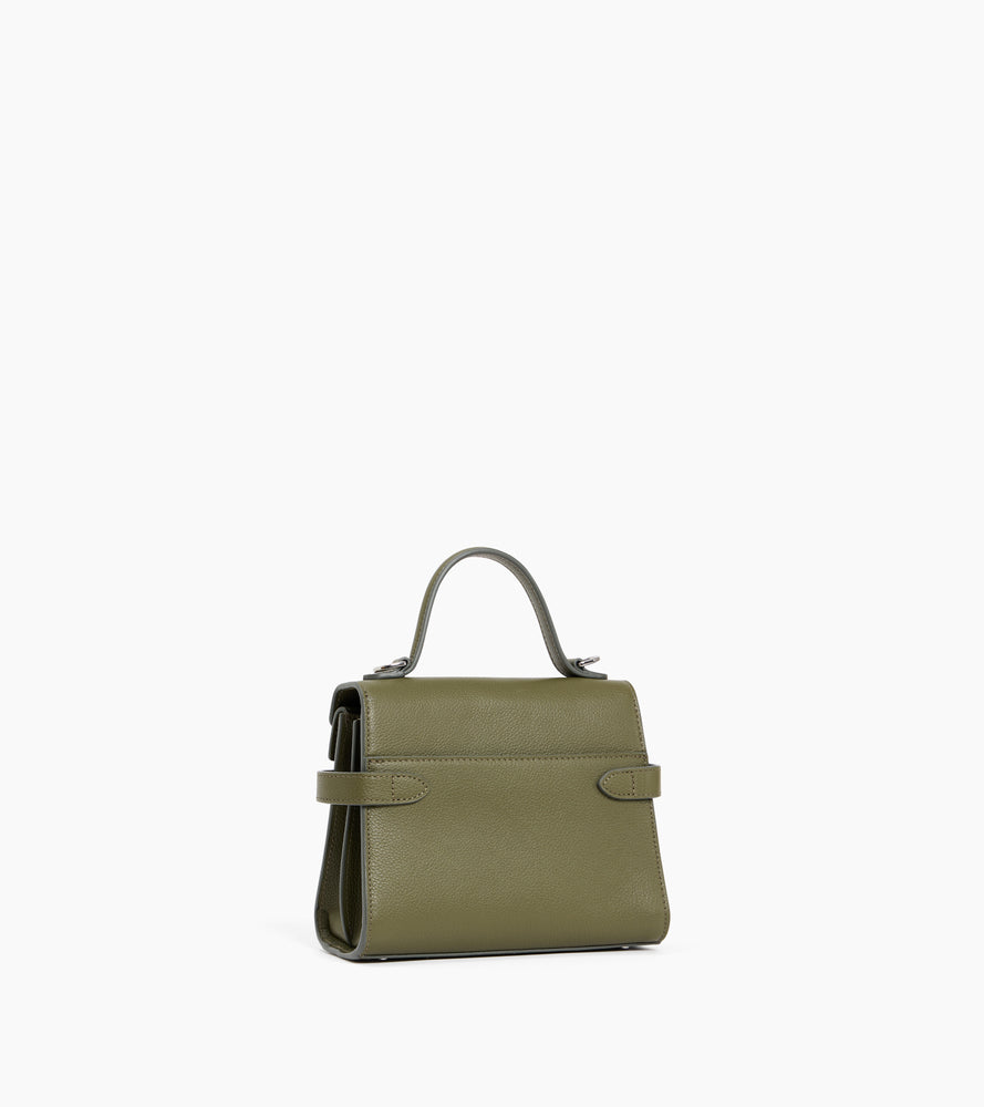 Petit sac à main double rabat Emilie en cuir grainé