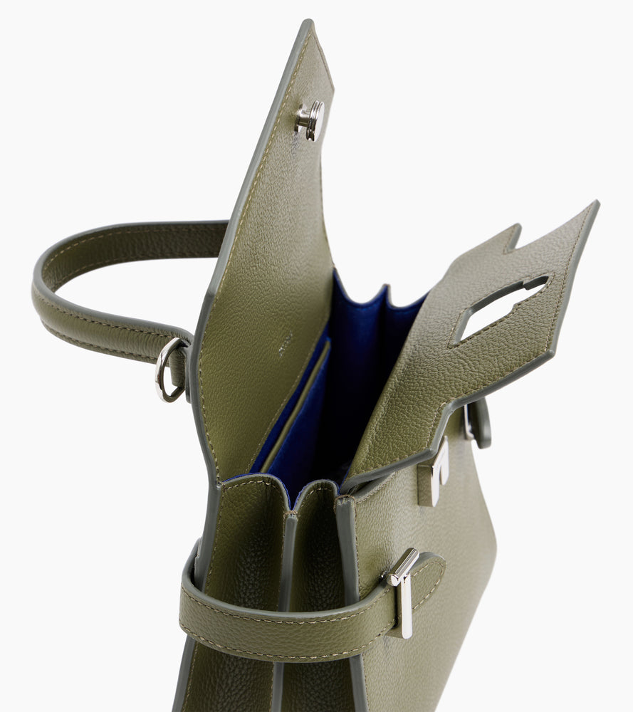 Petit sac à main double rabat Emilie en cuir grainé