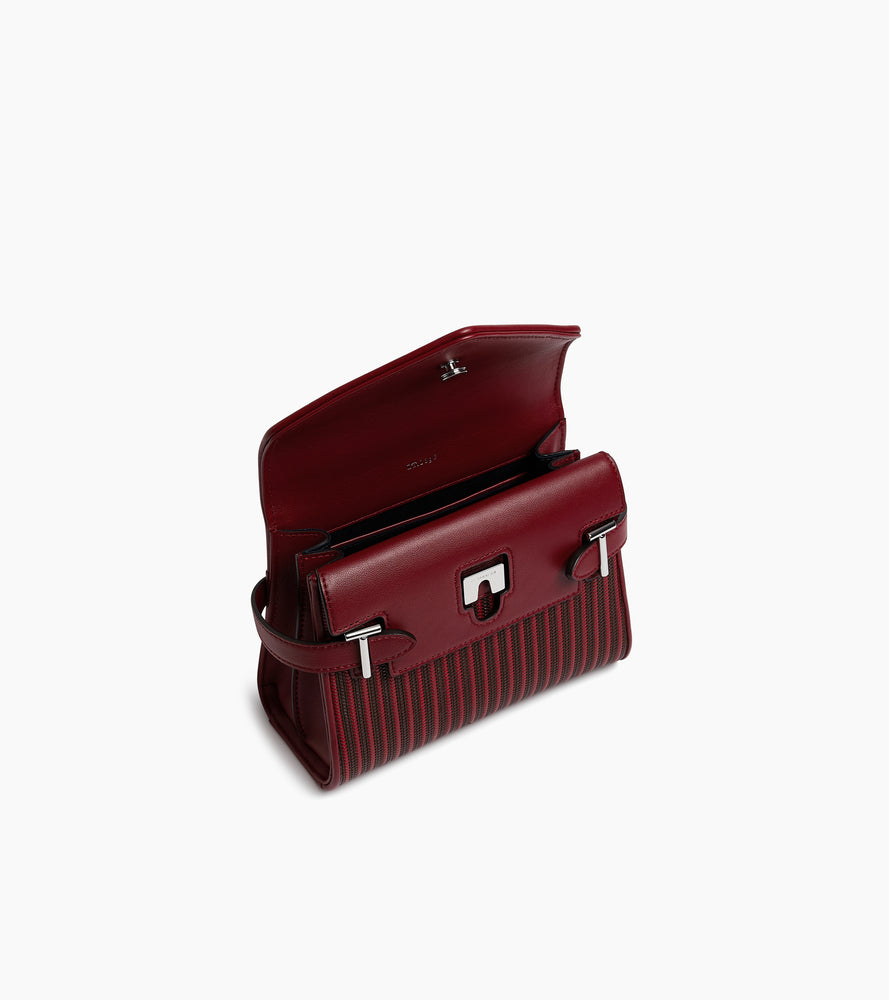 Petit sac à main double rabat Emilie en cuir tressé