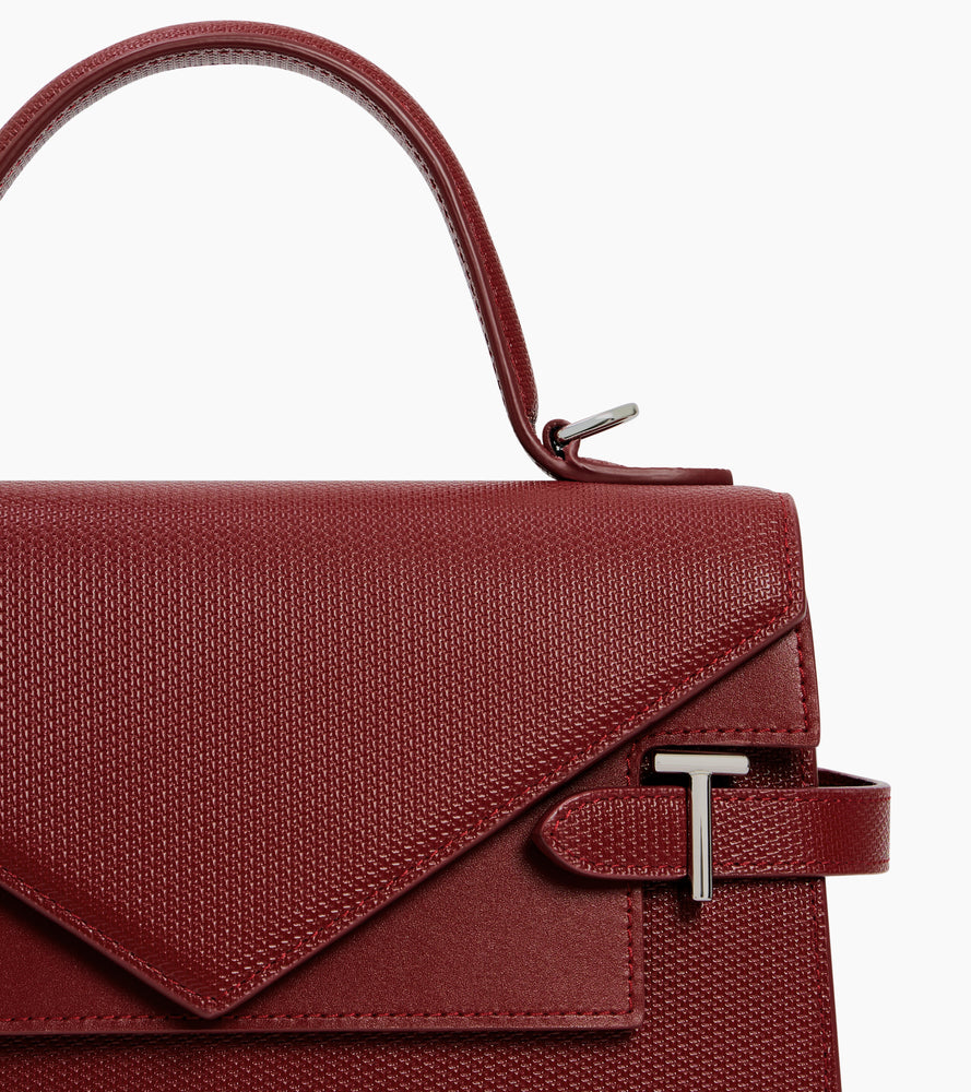 Emilie medium handbag with double flap in T-signature leather