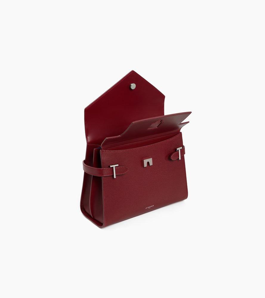 Emilie medium handbag with double flap in T-signature leather