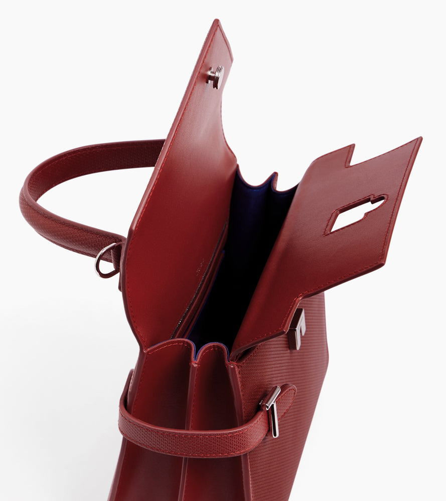 Emilie medium handbag with double flap in T-signature leather