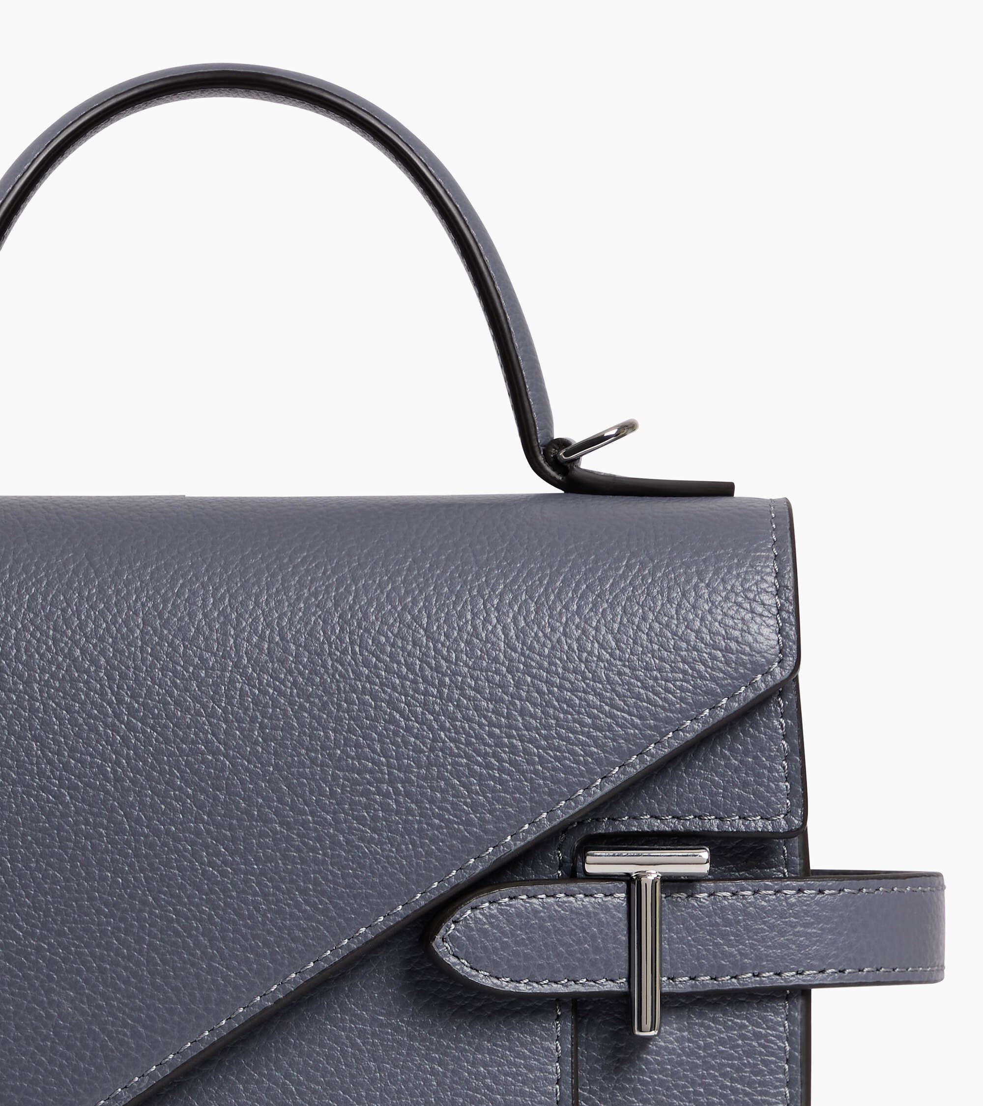 Sac à main double rabat moyen modèle Emilie en cuir grainé