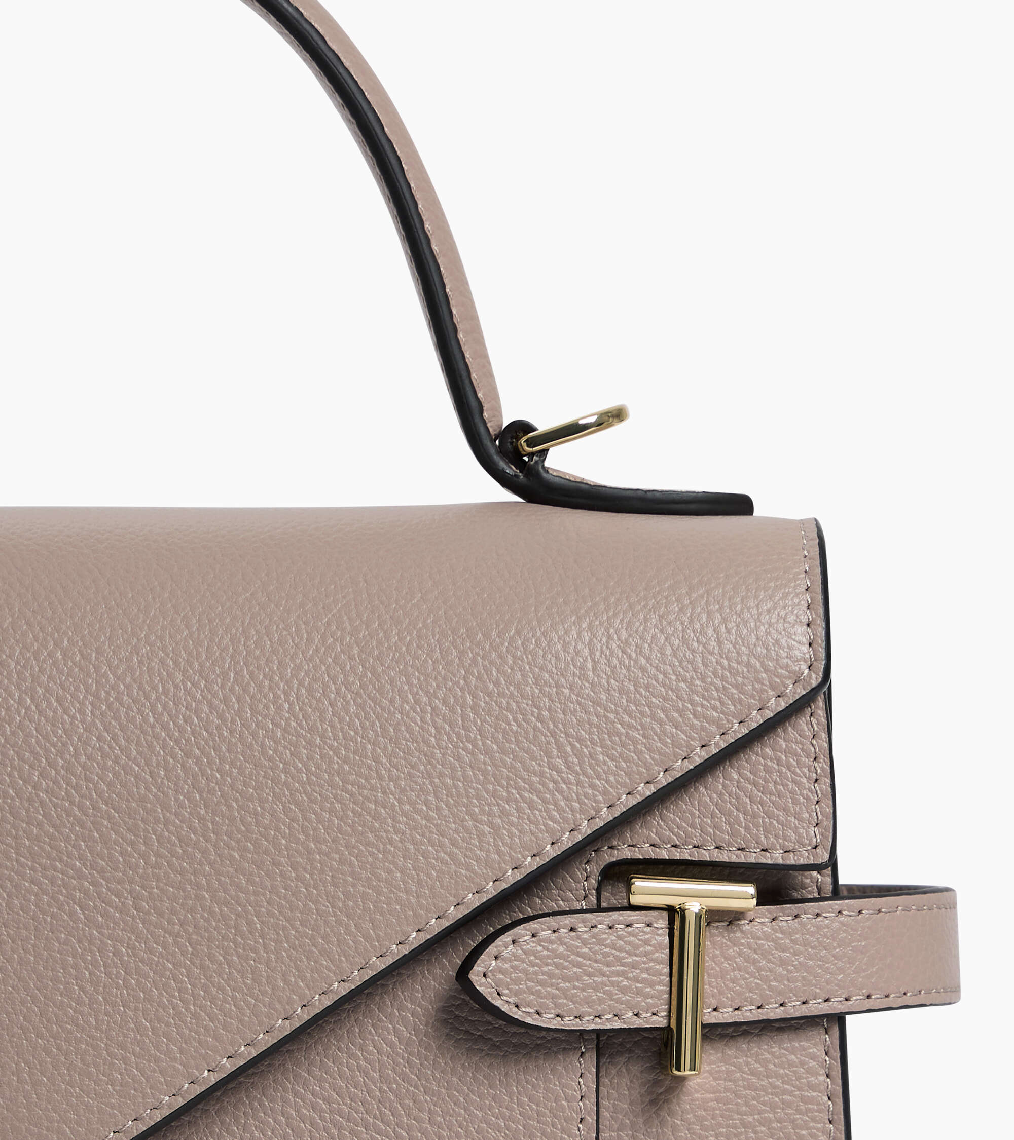 Sac à main double rabat moyen modèle Emilie en cuir grainé