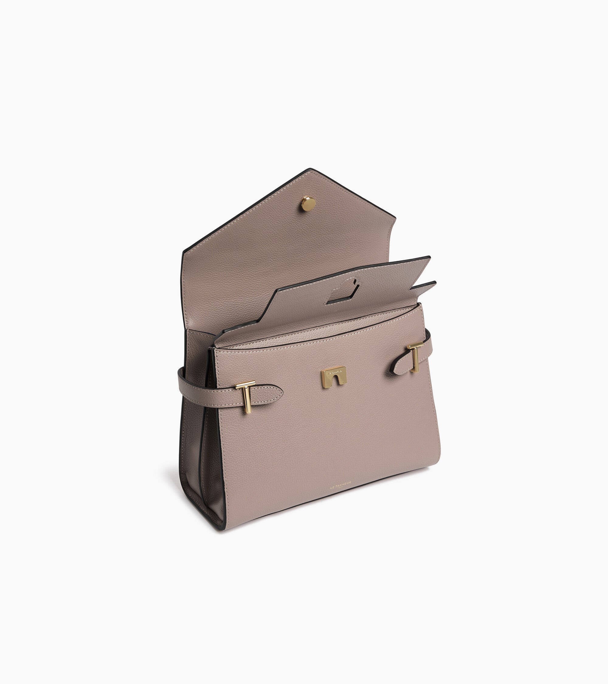 Sac à main double rabat moyen modèle Emilie en cuir grainé
