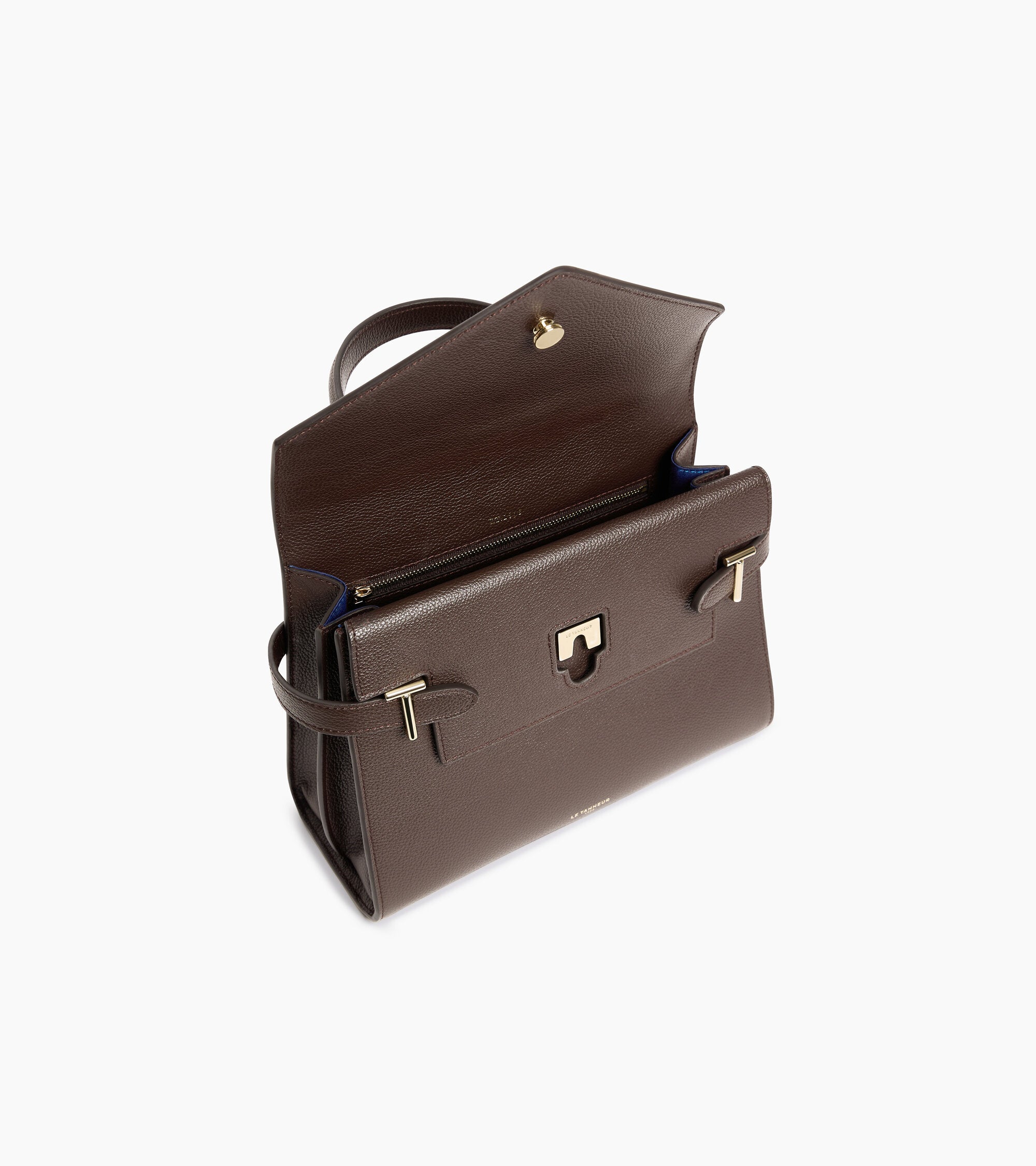 Sac à main double rabat moyen modèle Emilie en cuir grainé