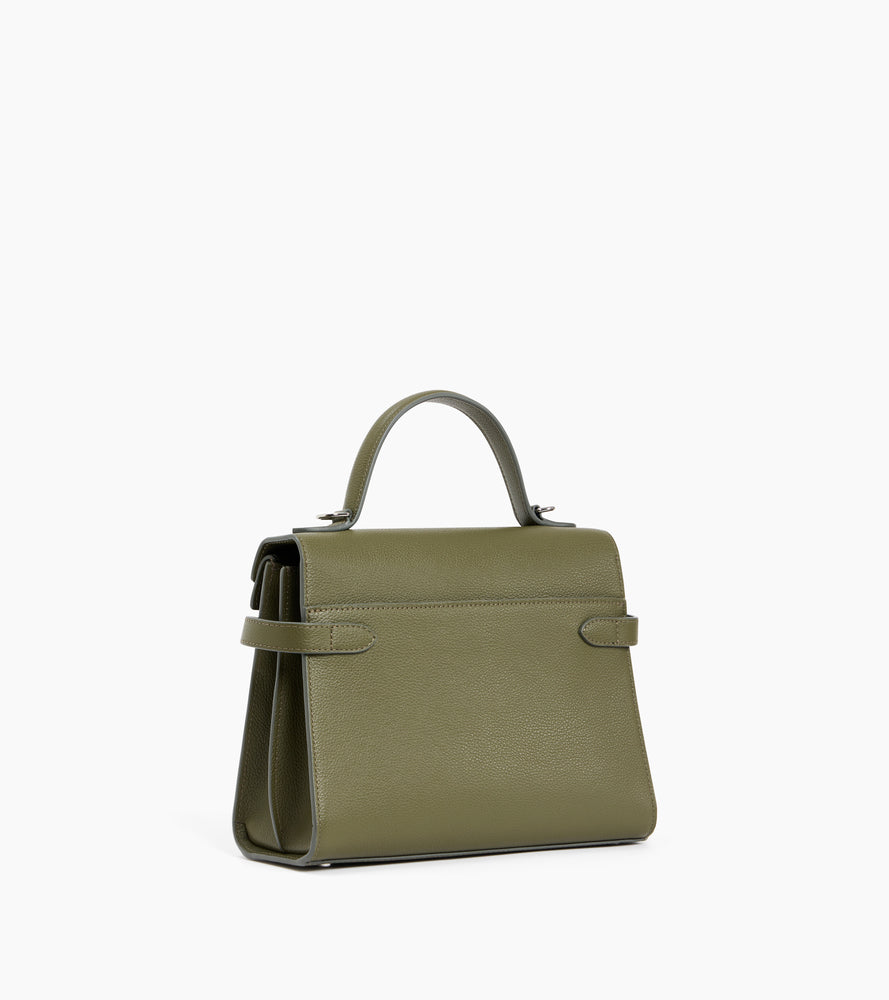 Emilie medium handbag with double flap in grained leather