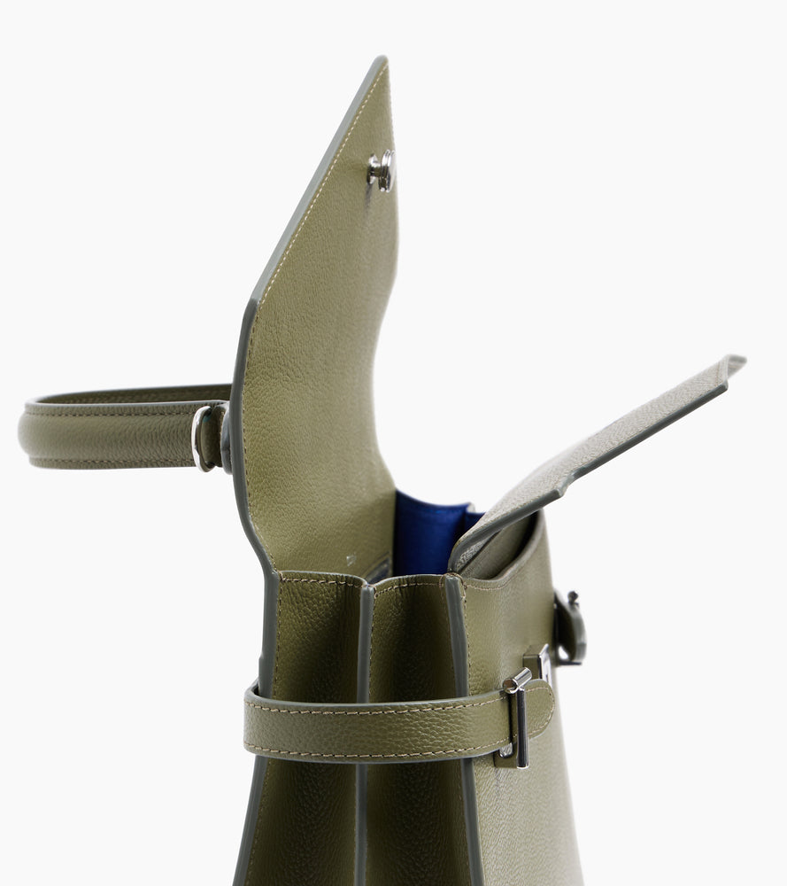 Sac à main double rabat moyen modèle Emilie en cuir grainé