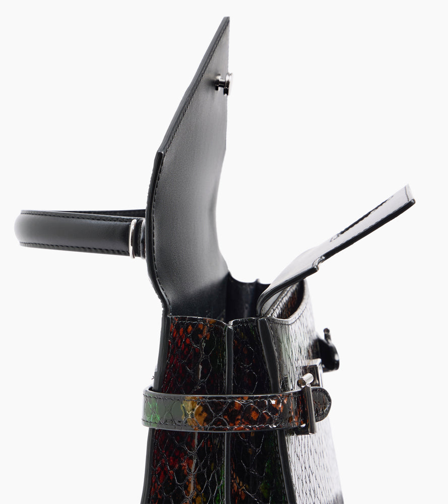 Sac à main double rabat moyen modèle Emilie en cuir effet python