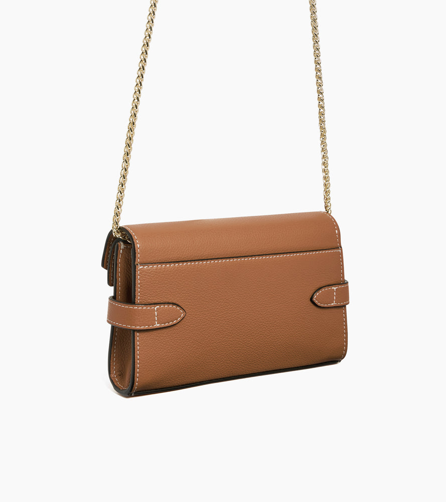 Emilie double flap small pouch in grained leather
