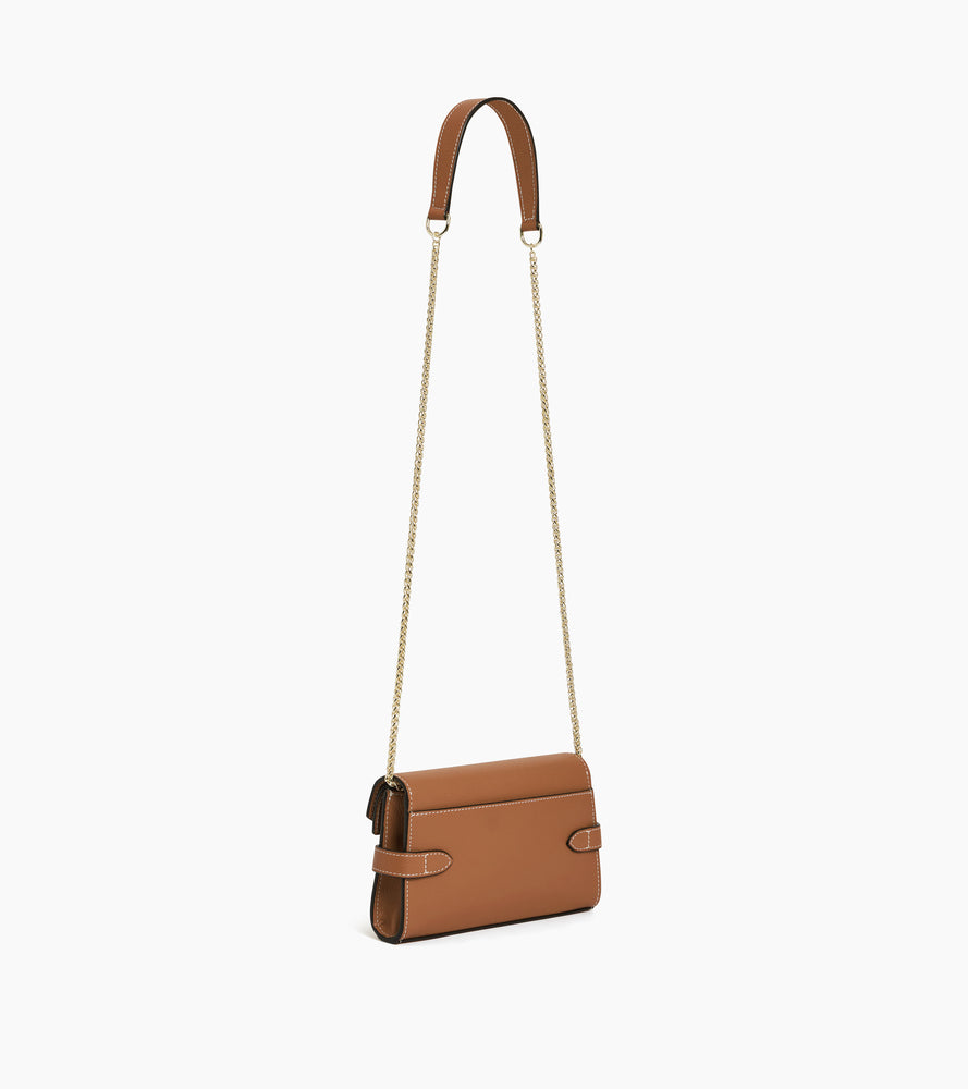 Emilie double flap small pouch in grained leather