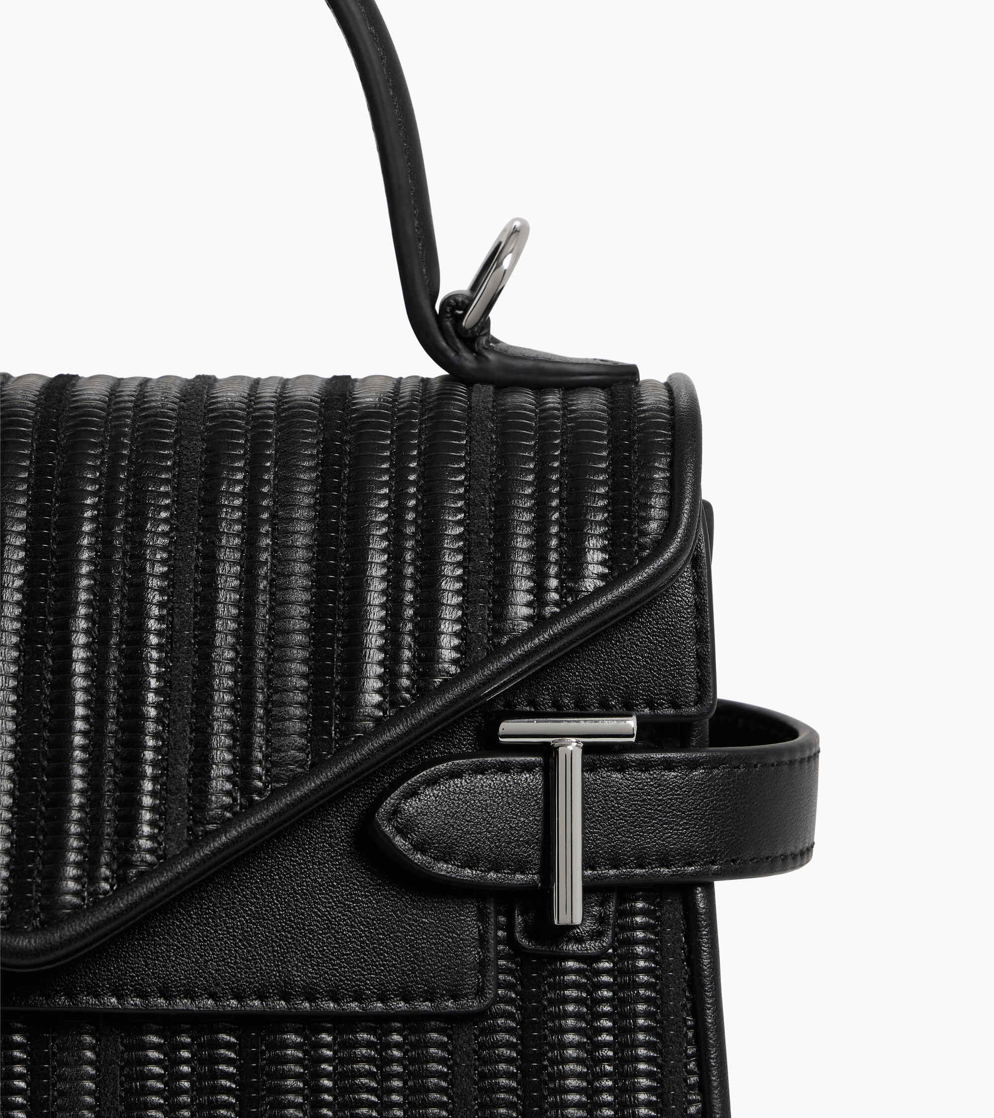Petit sac à main double rabat Emilie en cuir tressé réemployé