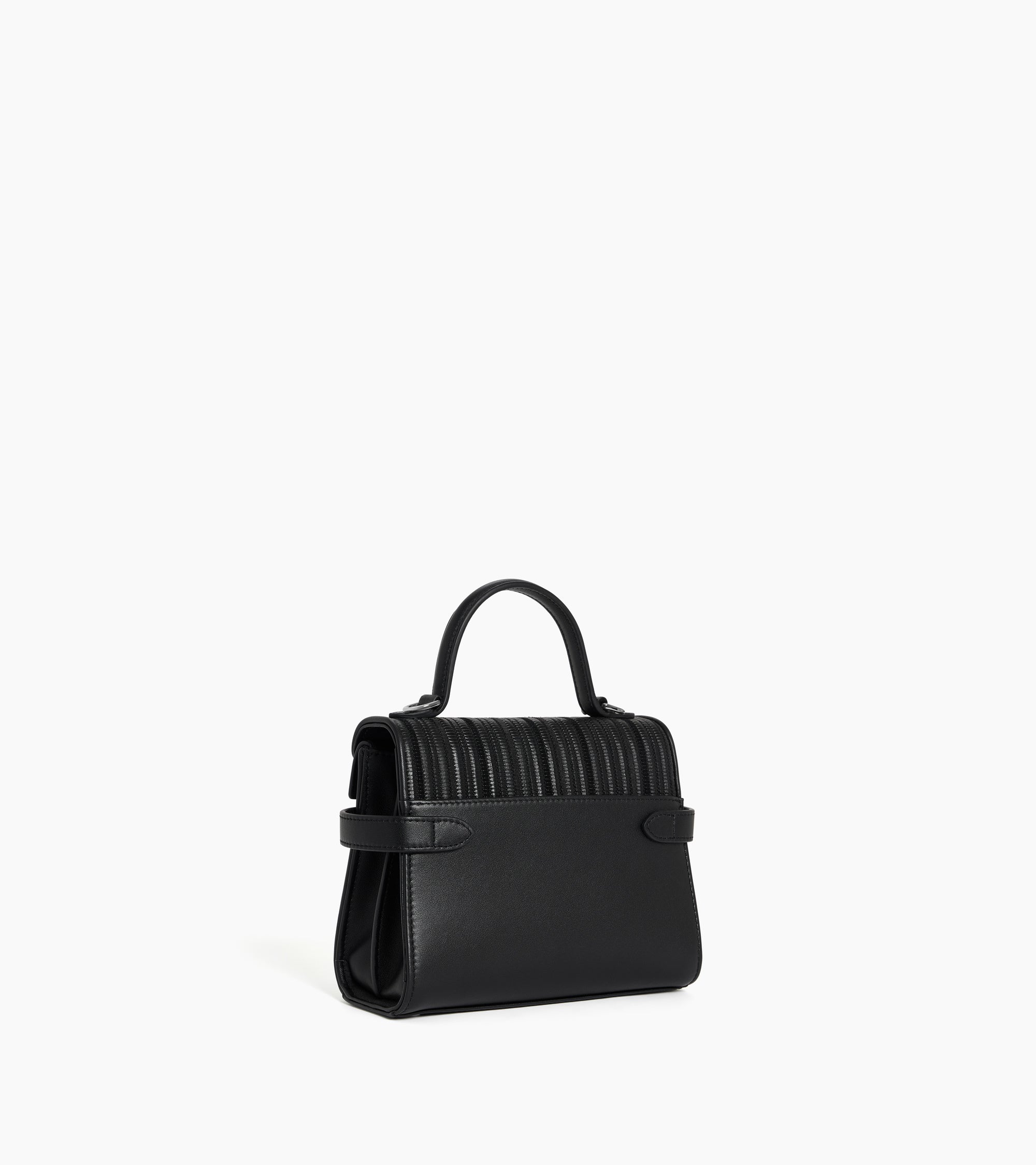 Petit sac à main double rabat Emilie en cuir tressé réemployé