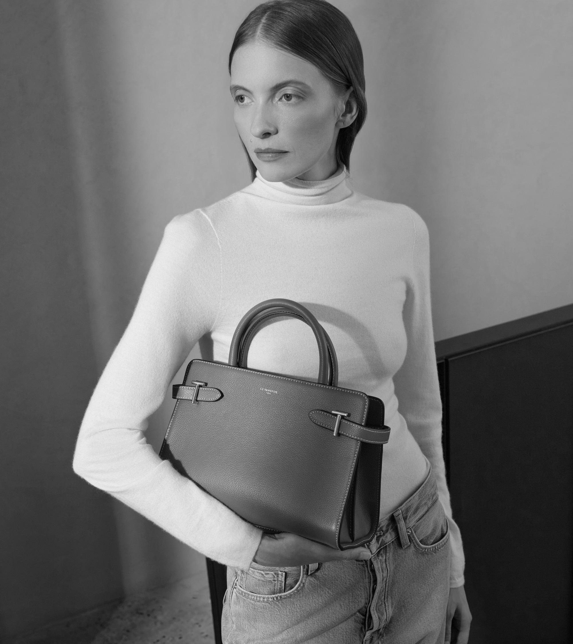 Sac à main moyen modèle Emilie en cuir grainé