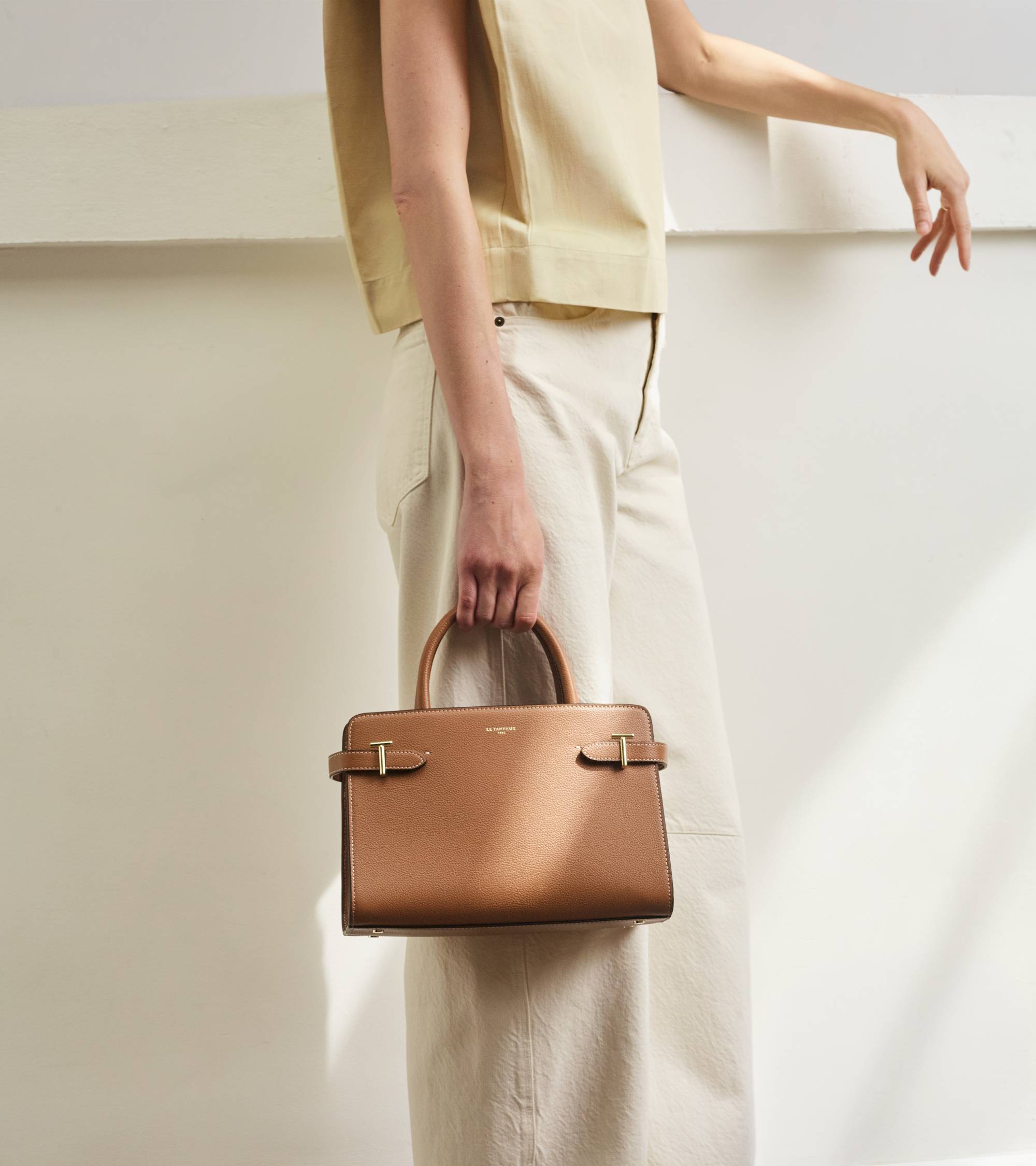 Sac à main moyen modèle Emilie en cuir grainé