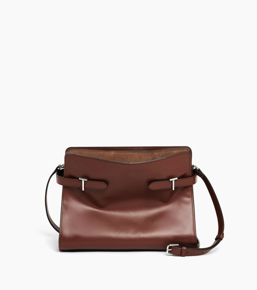 Sac porté épaule grand modèle Emie en cuir lisse et nubuck