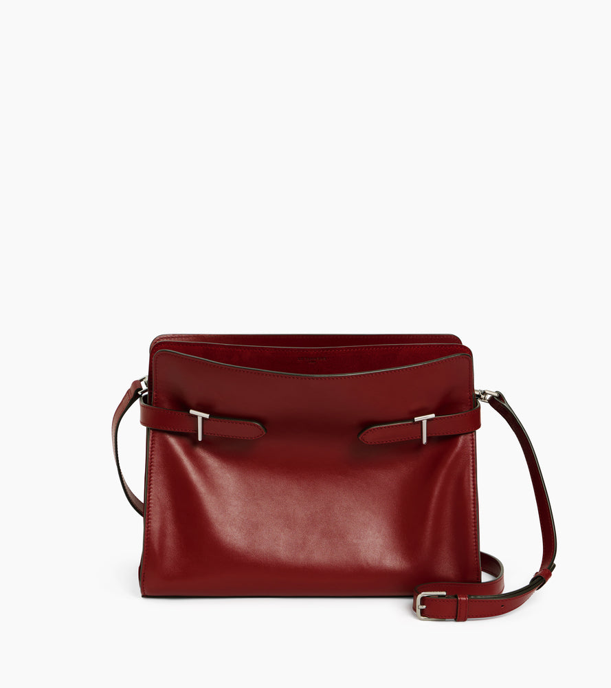 Sac porté épaule grand modèle Emie en cuir lisse et nubuck